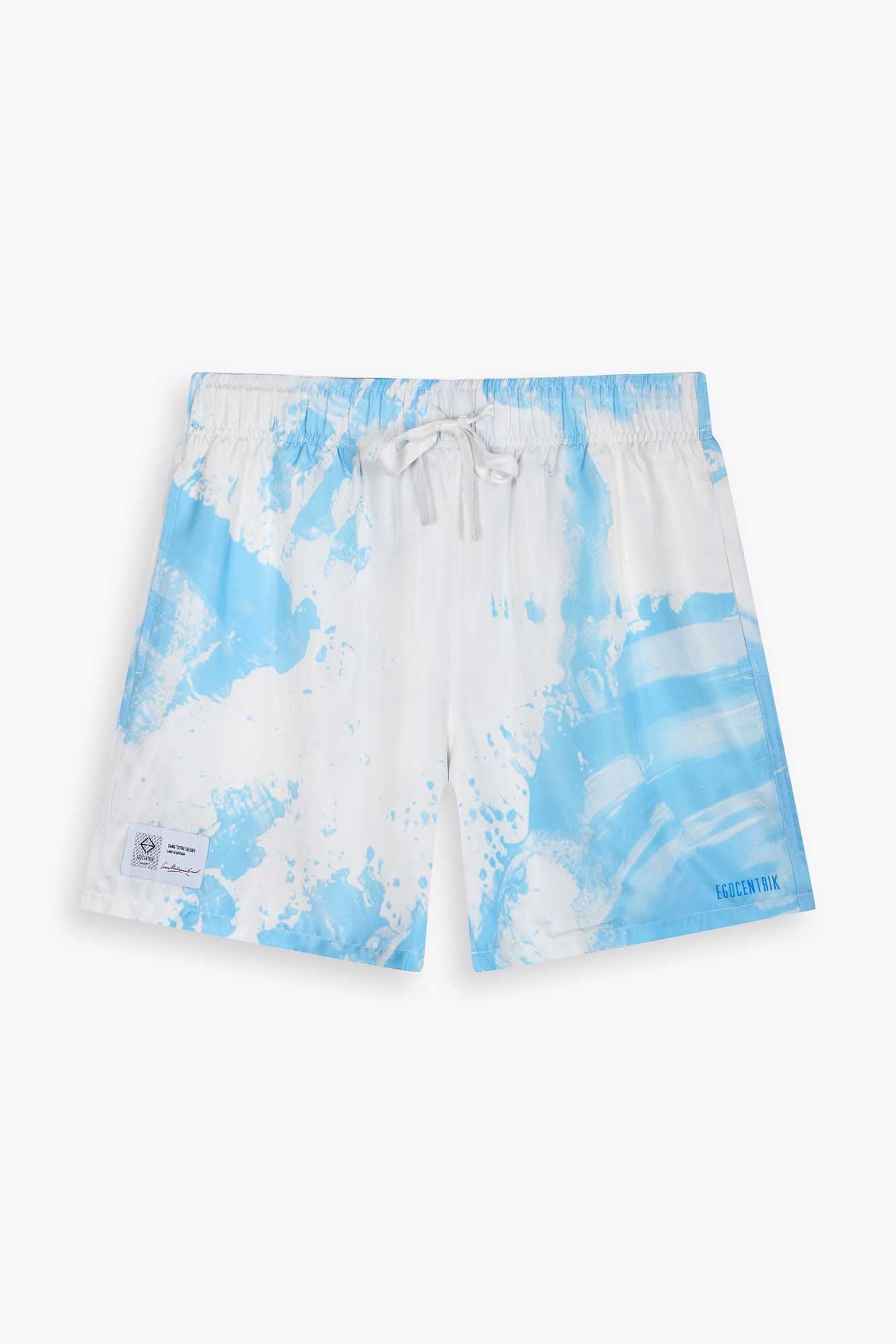 Short en soie "Blue Strates"