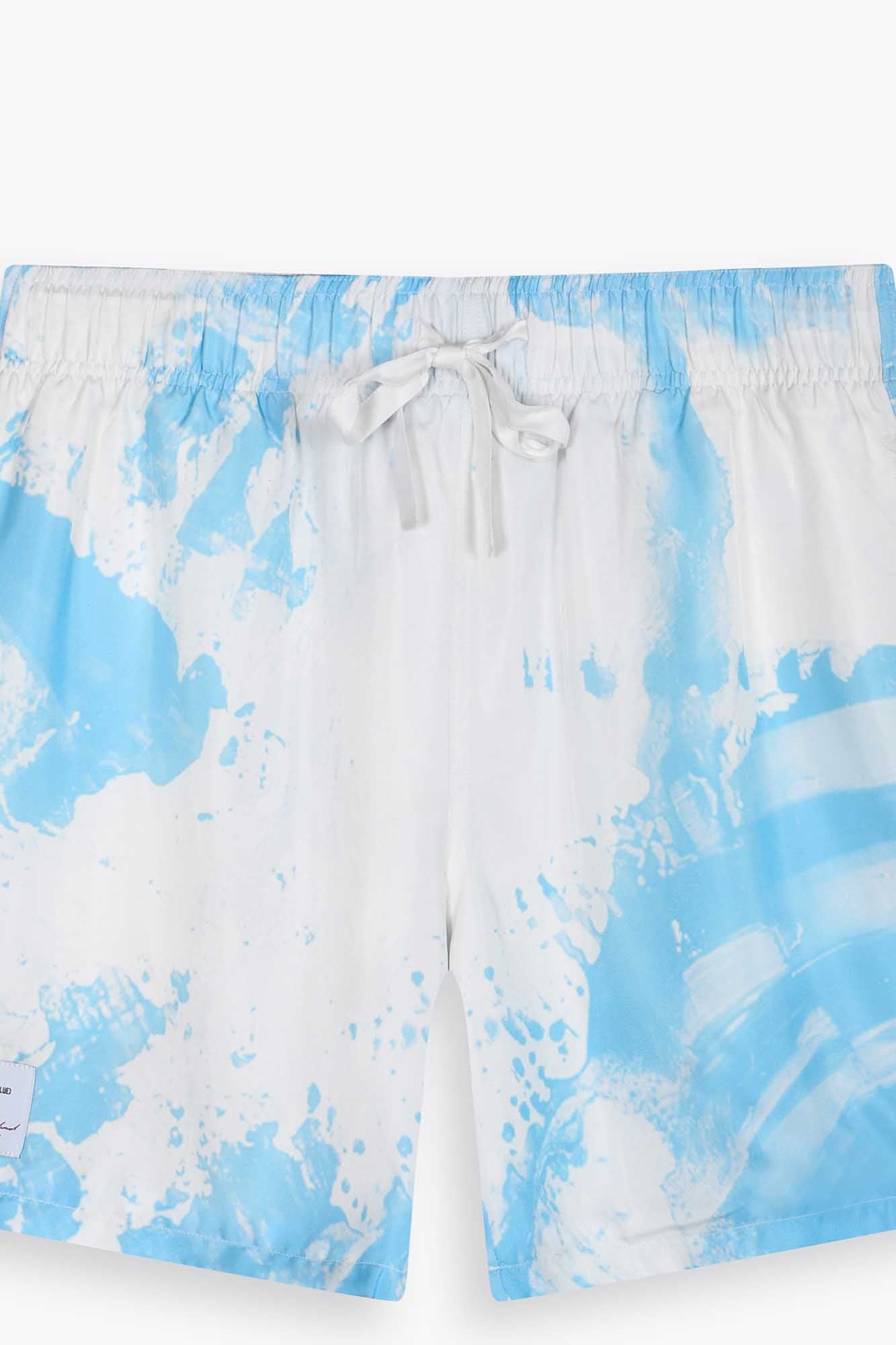 Short en soie "Blue Strates"