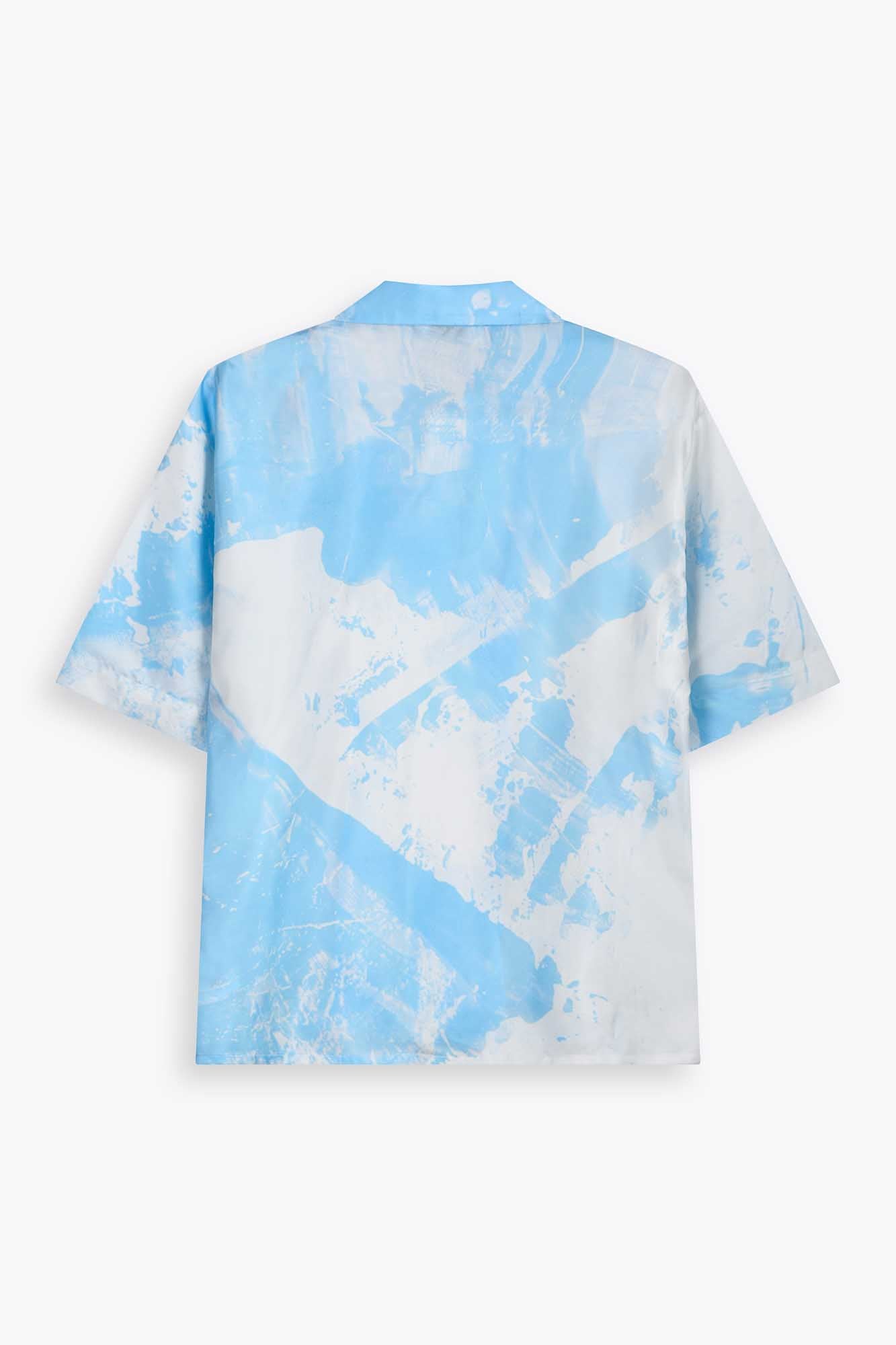 Chemise en soie manche courtes "Blue Strates"