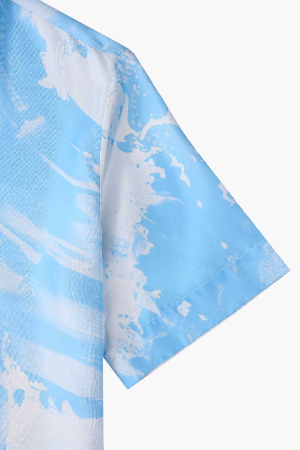 Chemise en soie manche courtes "Blue Strates"