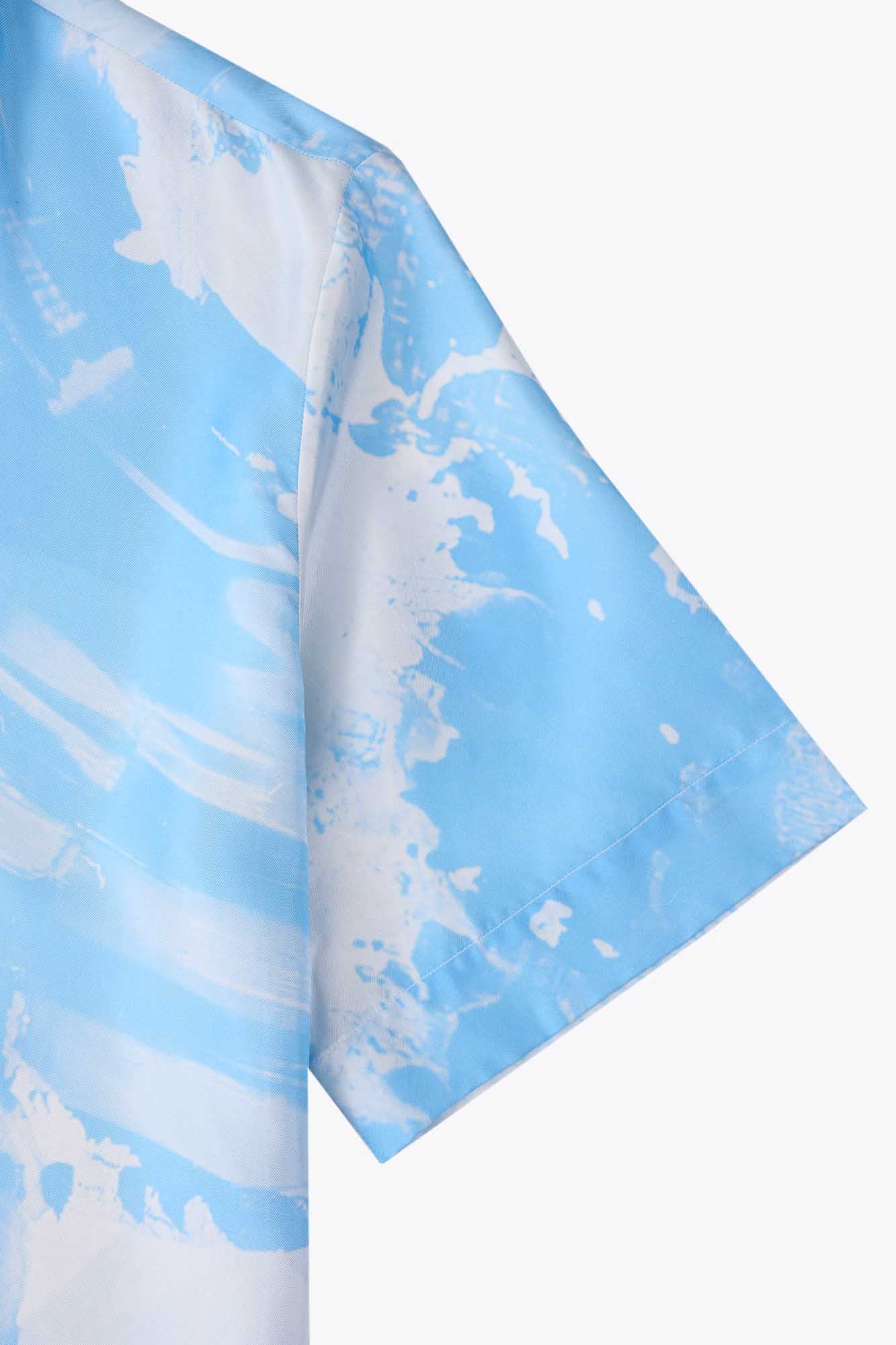 Chemise en soie manche courtes "Blue Strates"