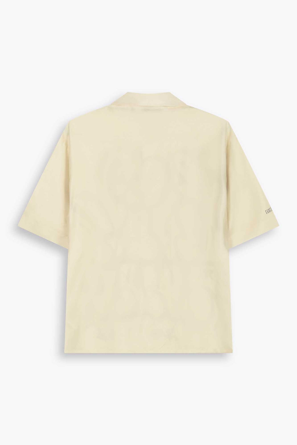 NYC FLOP SHORT SLEEVE LONG SILK SHIRT, IVORY