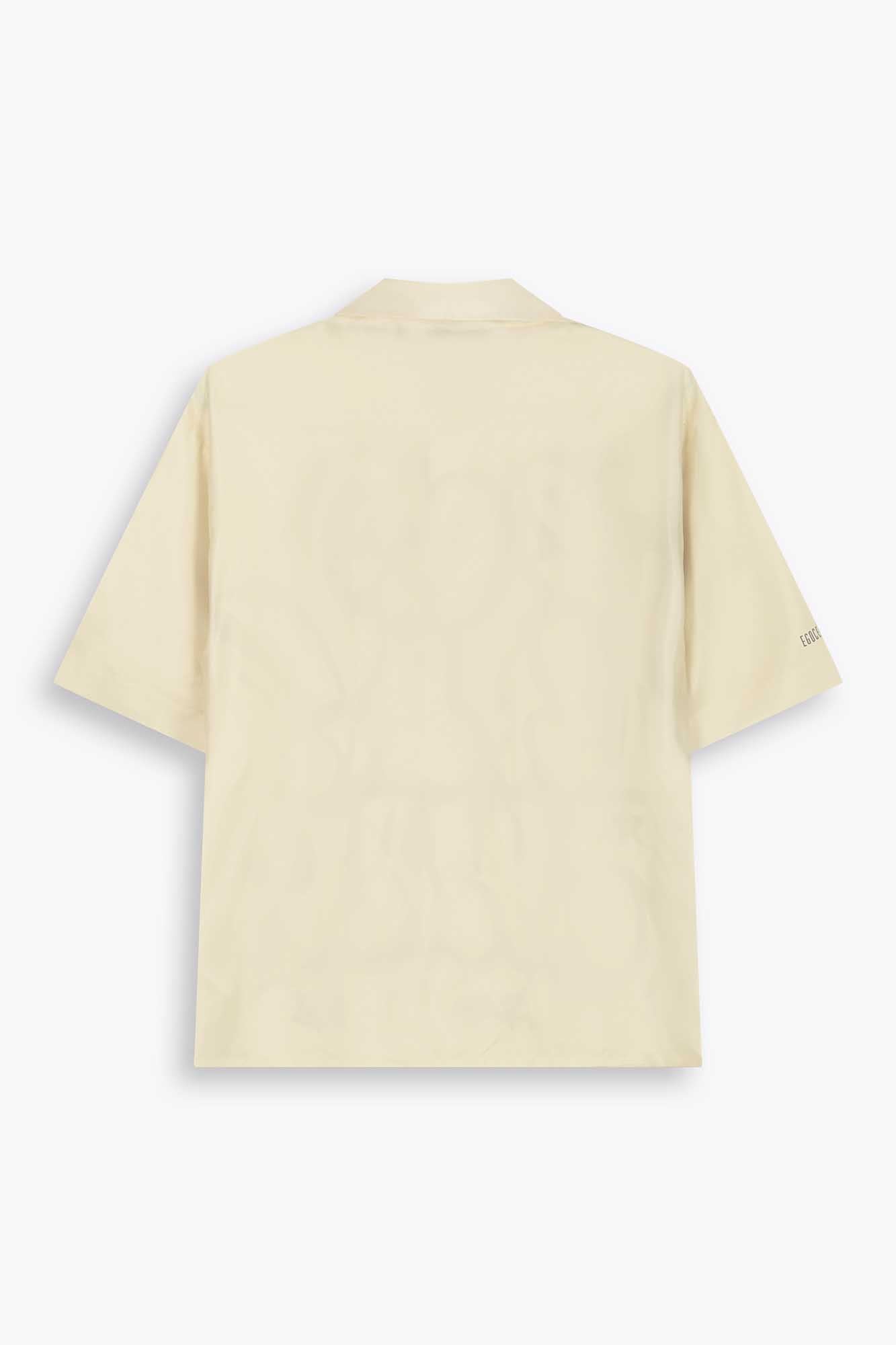 NYC FLOP SHORT SLEEVE LONG SILK SHIRT, IVORY