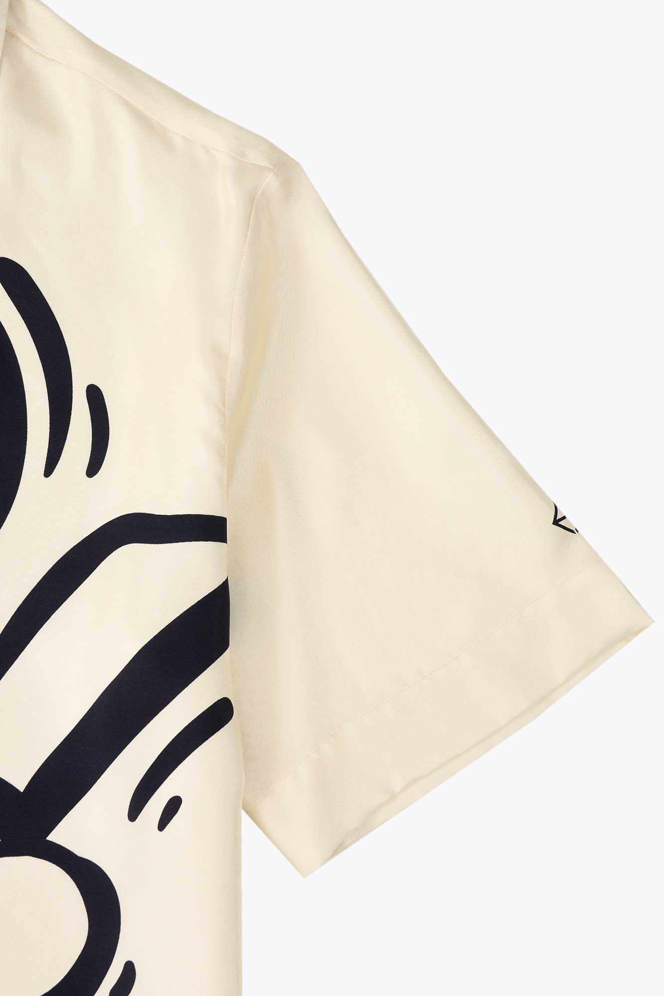NYC FLOP SHORT SLEEVE LONG SILK SHIRT, IVORY