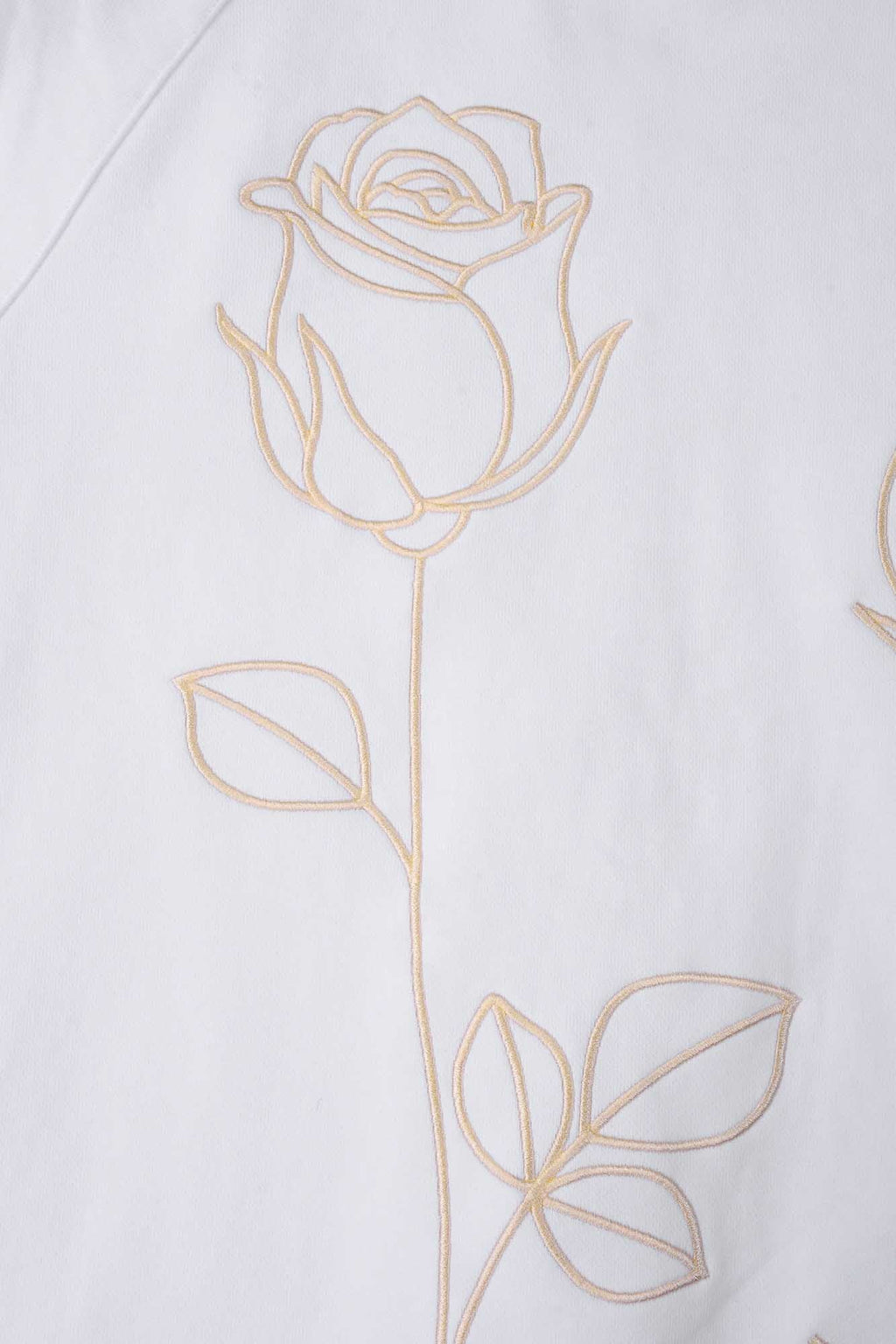 Sweat blanc col rond brodé "Roses"