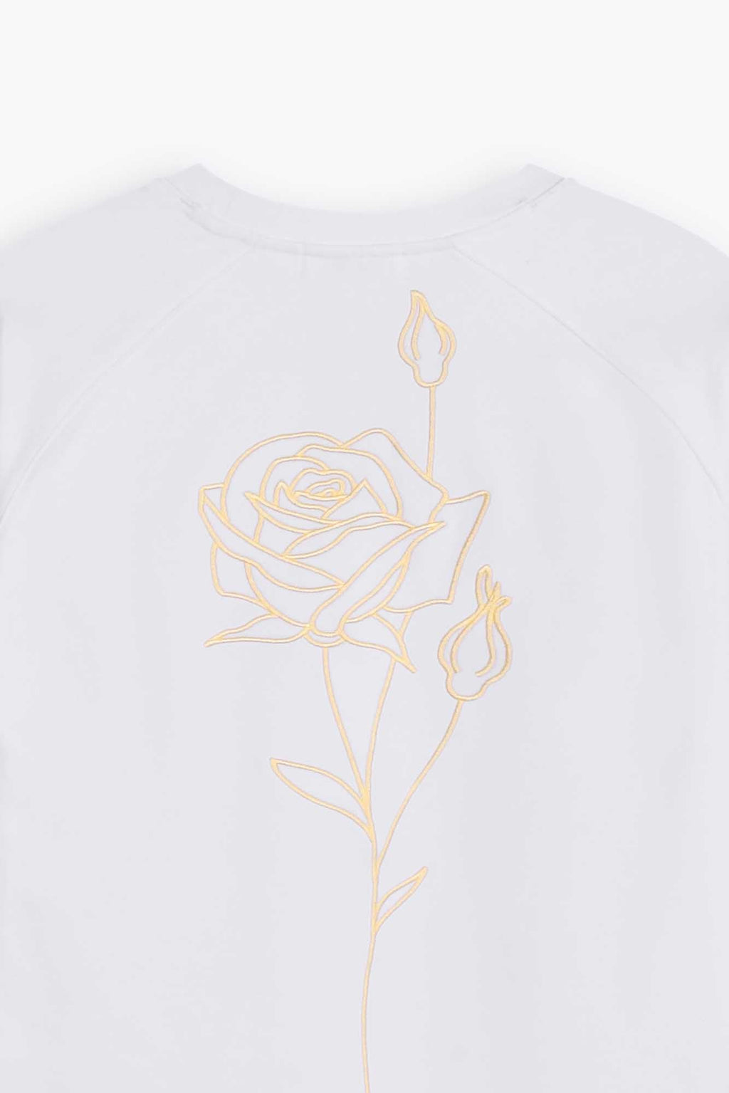 Sweat blanc col rond brodé "Roses"