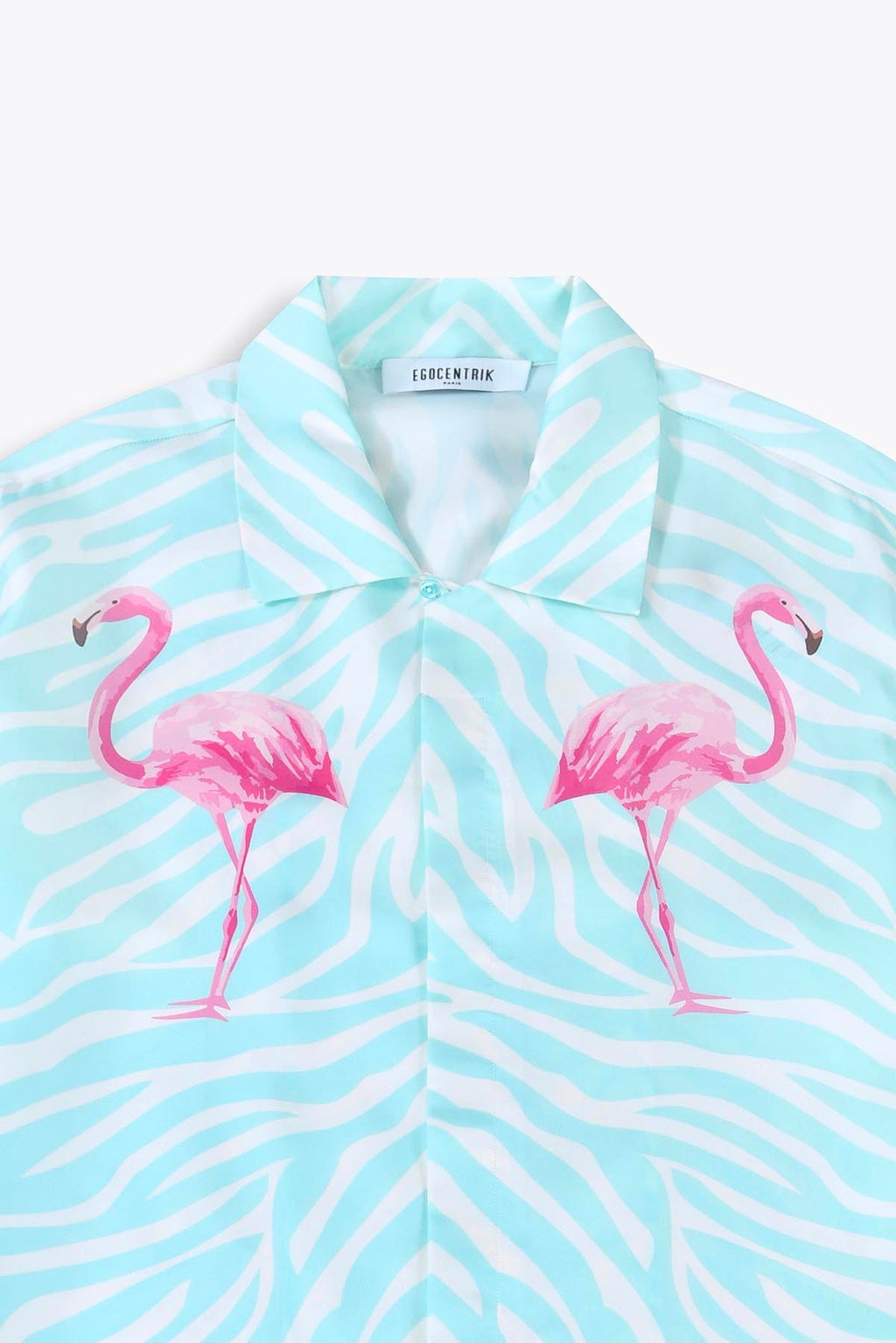 Chemise soie Homme manches courtes "Miami Flamingo"