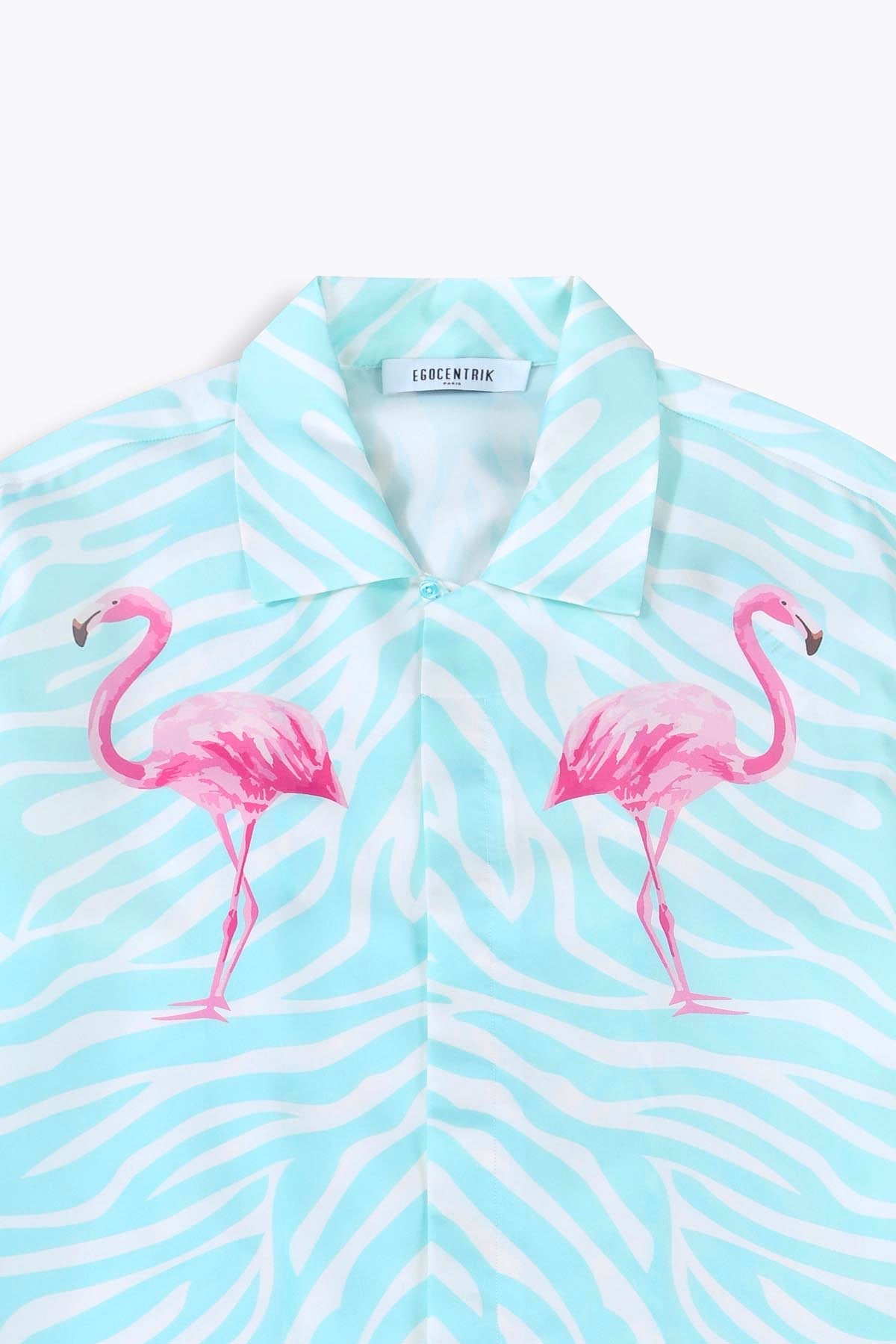 Chemise soie Homme manches courtes "Miami Flamingo"