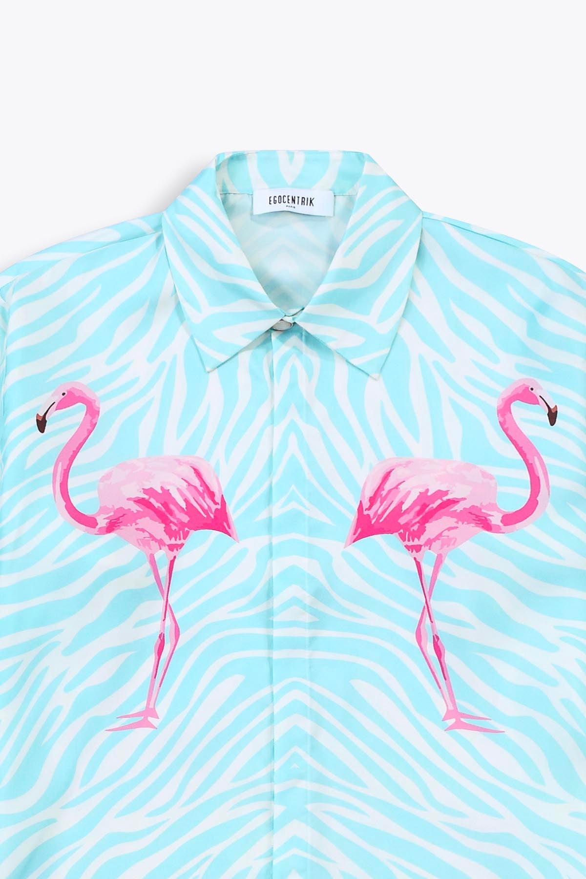 Chemise en soie manches longues "Miami Flamingo"