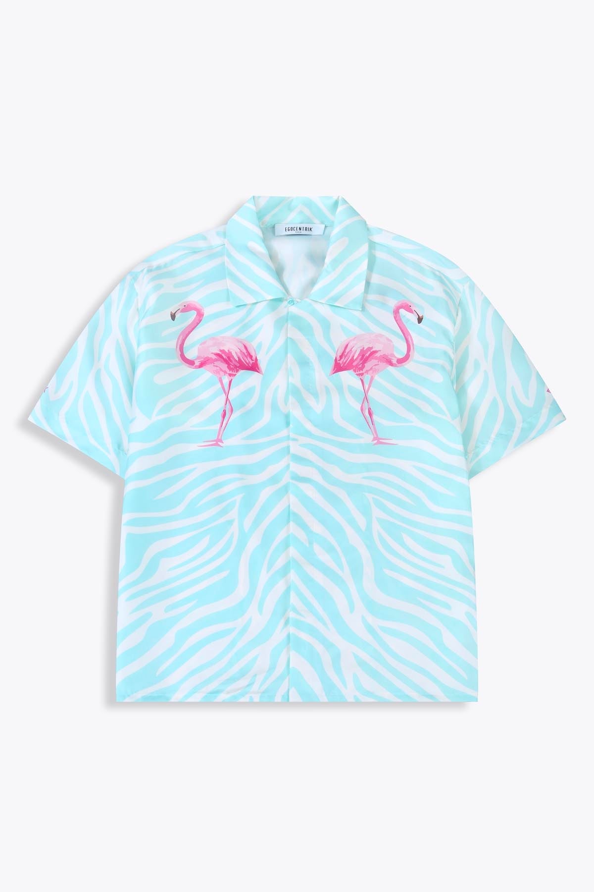 Chemise soie Homme manches courtes "Miami Flamingo"