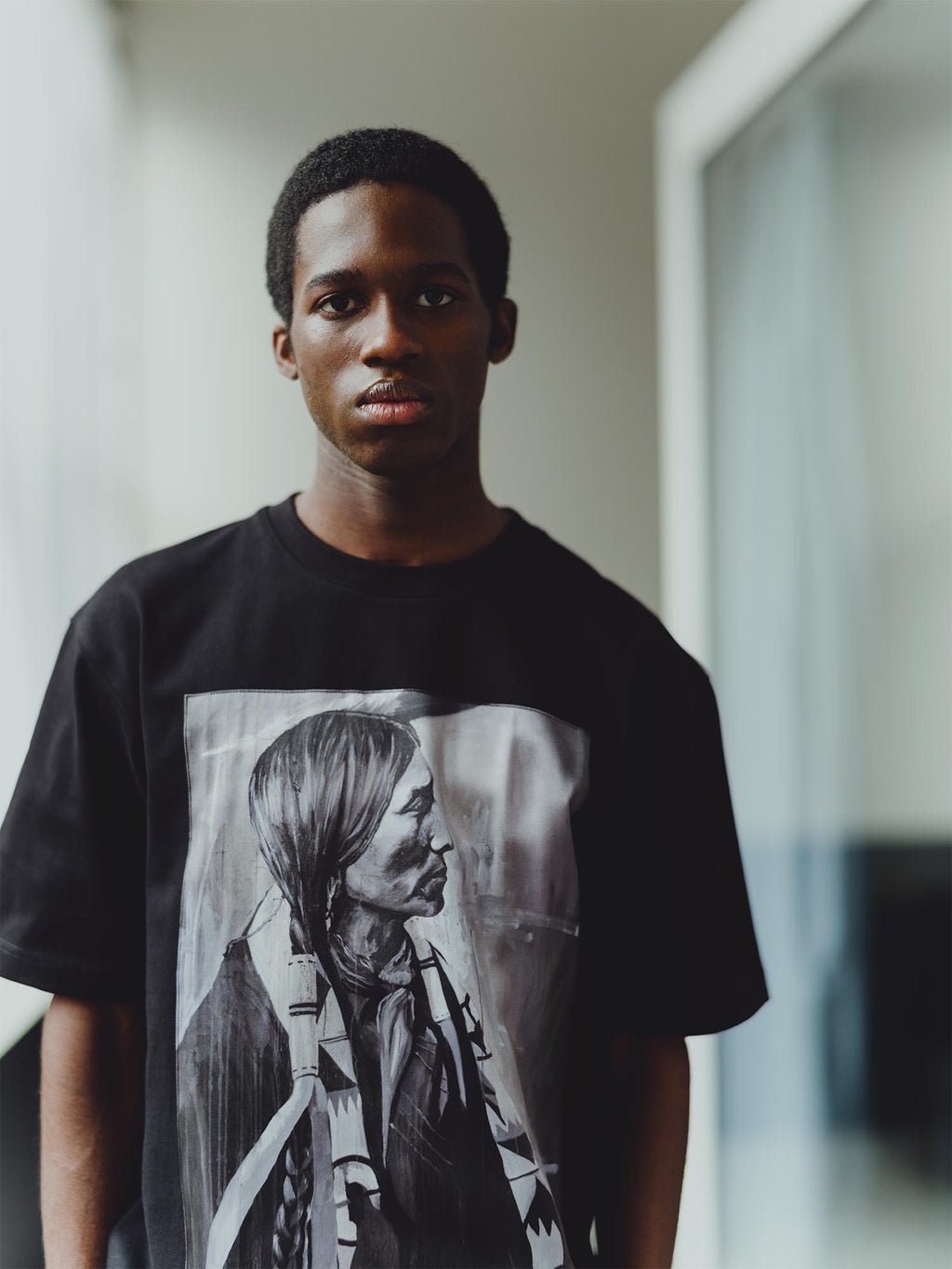 T-Shirt noir coton avec patch soie "Californian Native"