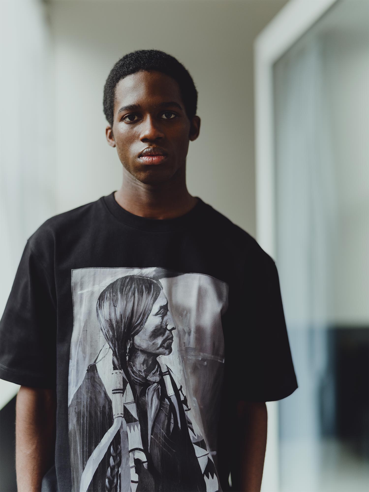 T-Shirt noir coton avec patch soie "Californian Native"