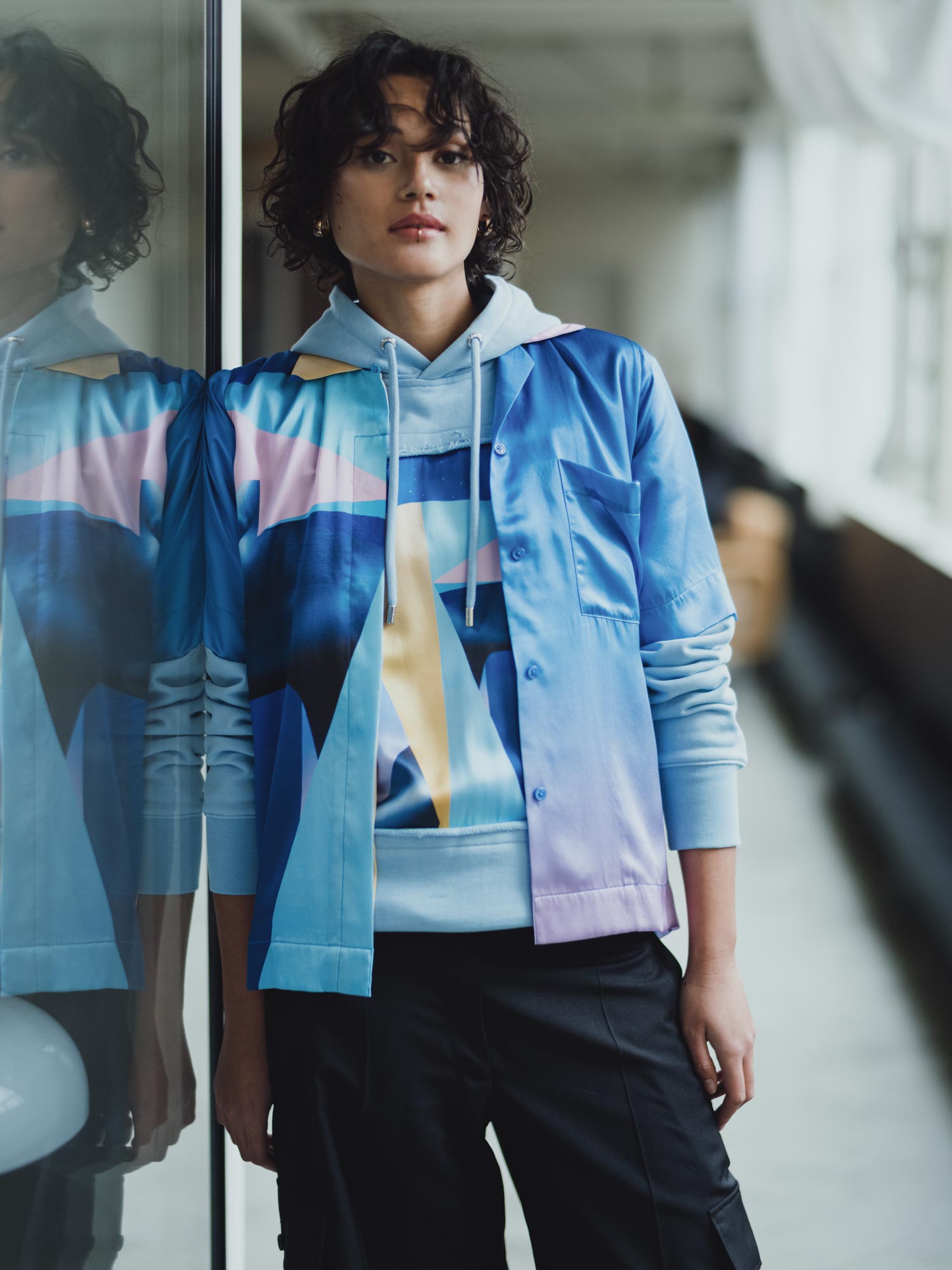Chemise femme en soie manches courtes "Pop VR"