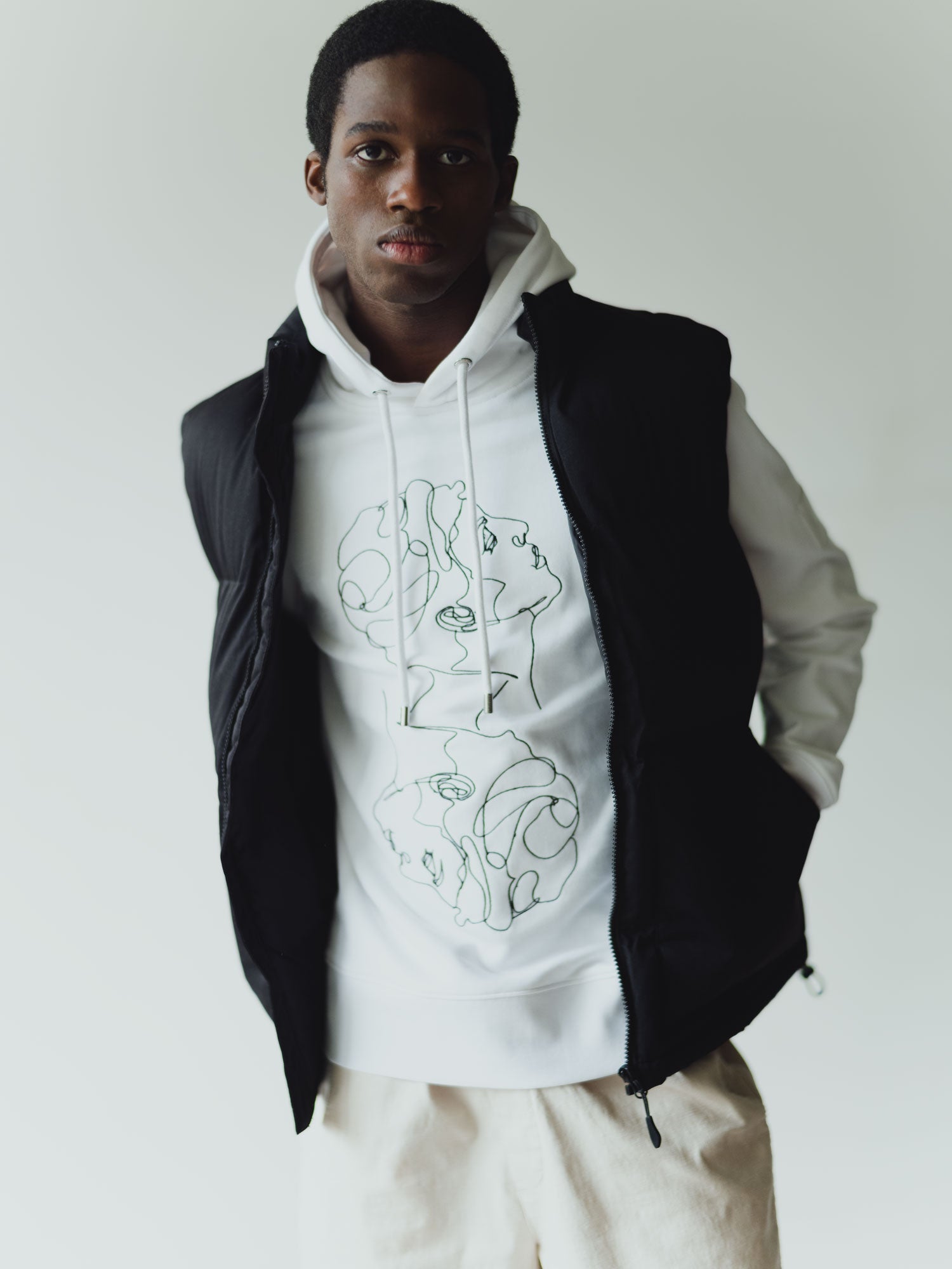 Hoodie blanc avec broderie "Twins"