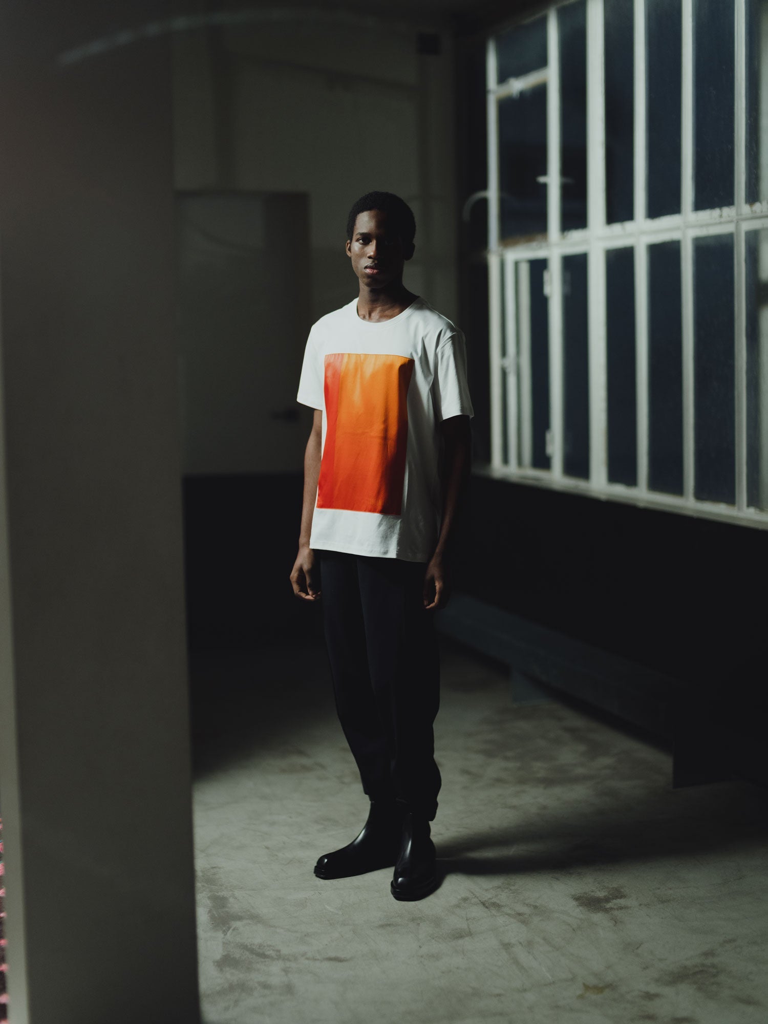 T-shirt blanc avec patch soie