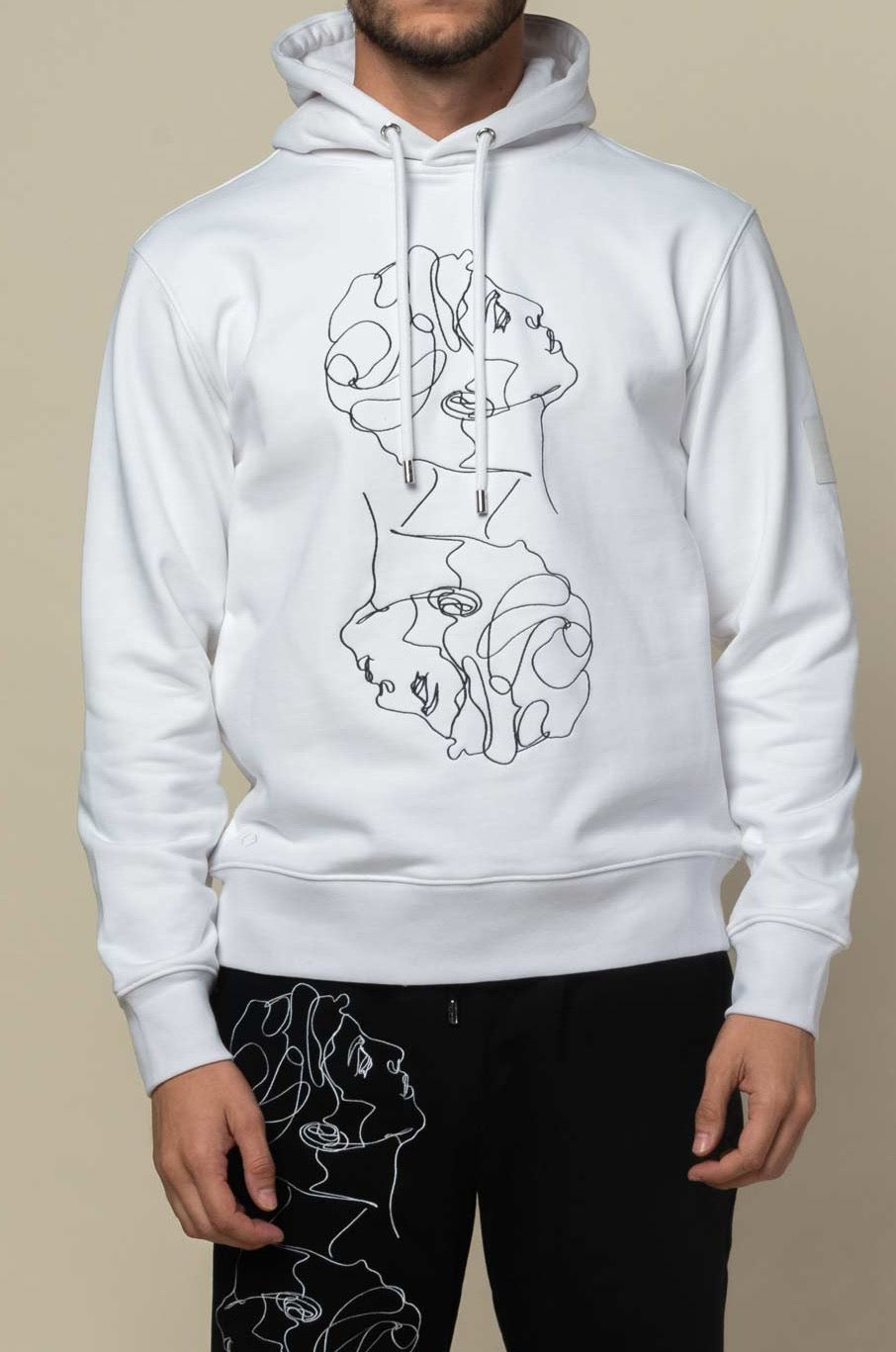 Hoodie blanc avec broderie "Twins"