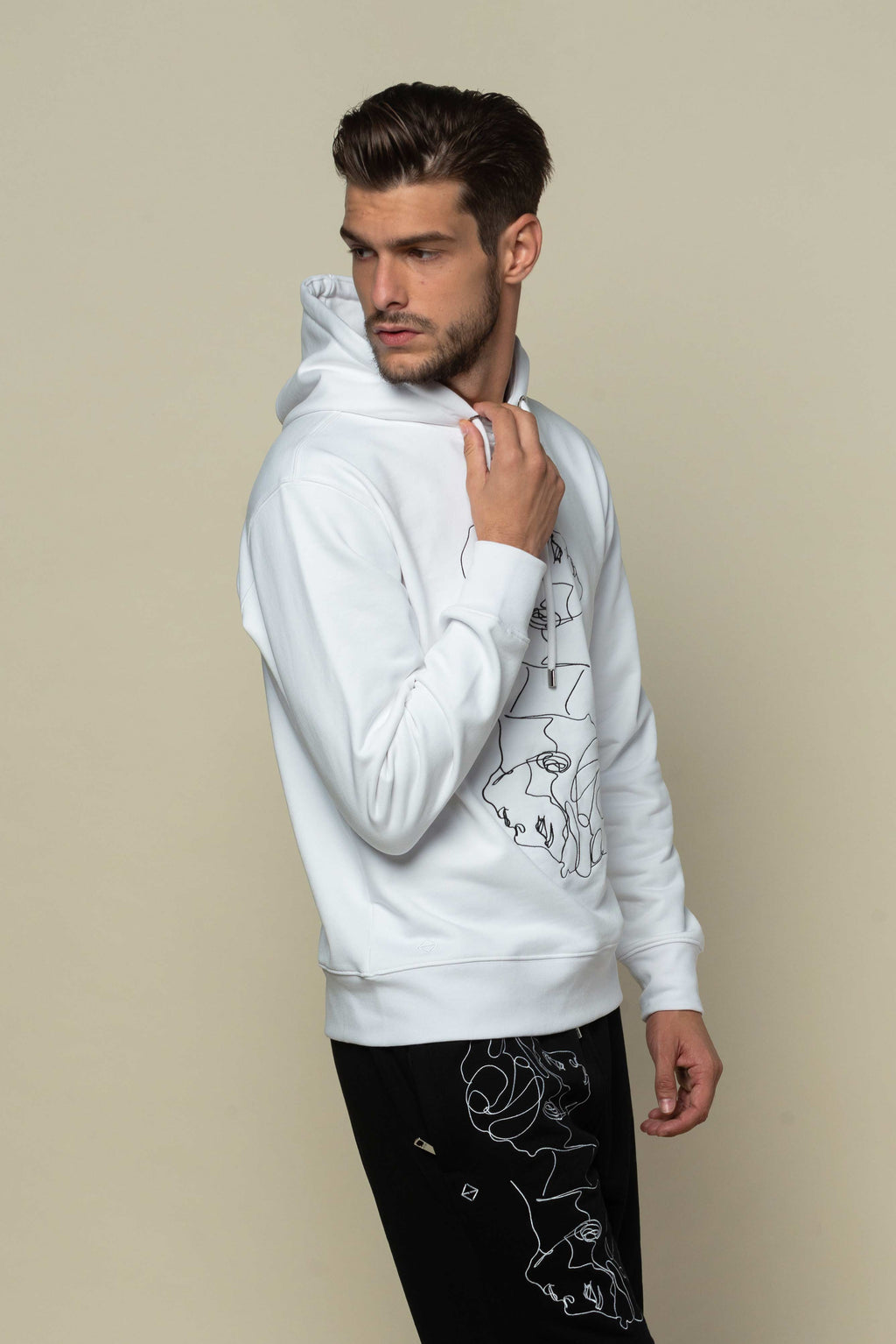 Hoodie blanc avec broderie "Twins"
