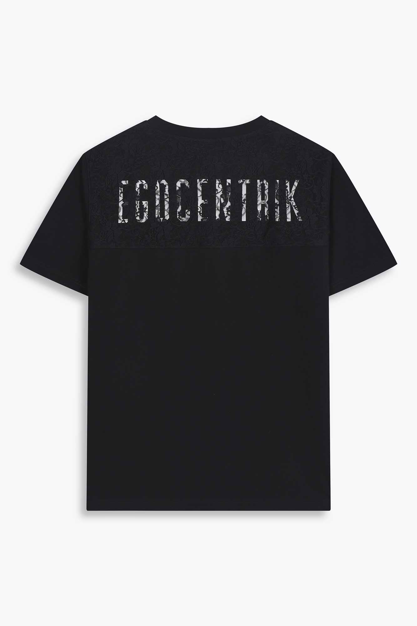 T-shirt oversized Majestic dentelles Noir
