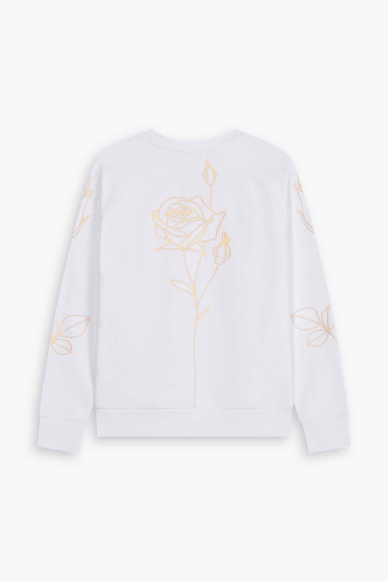 Sweat brodé blanc et rose
