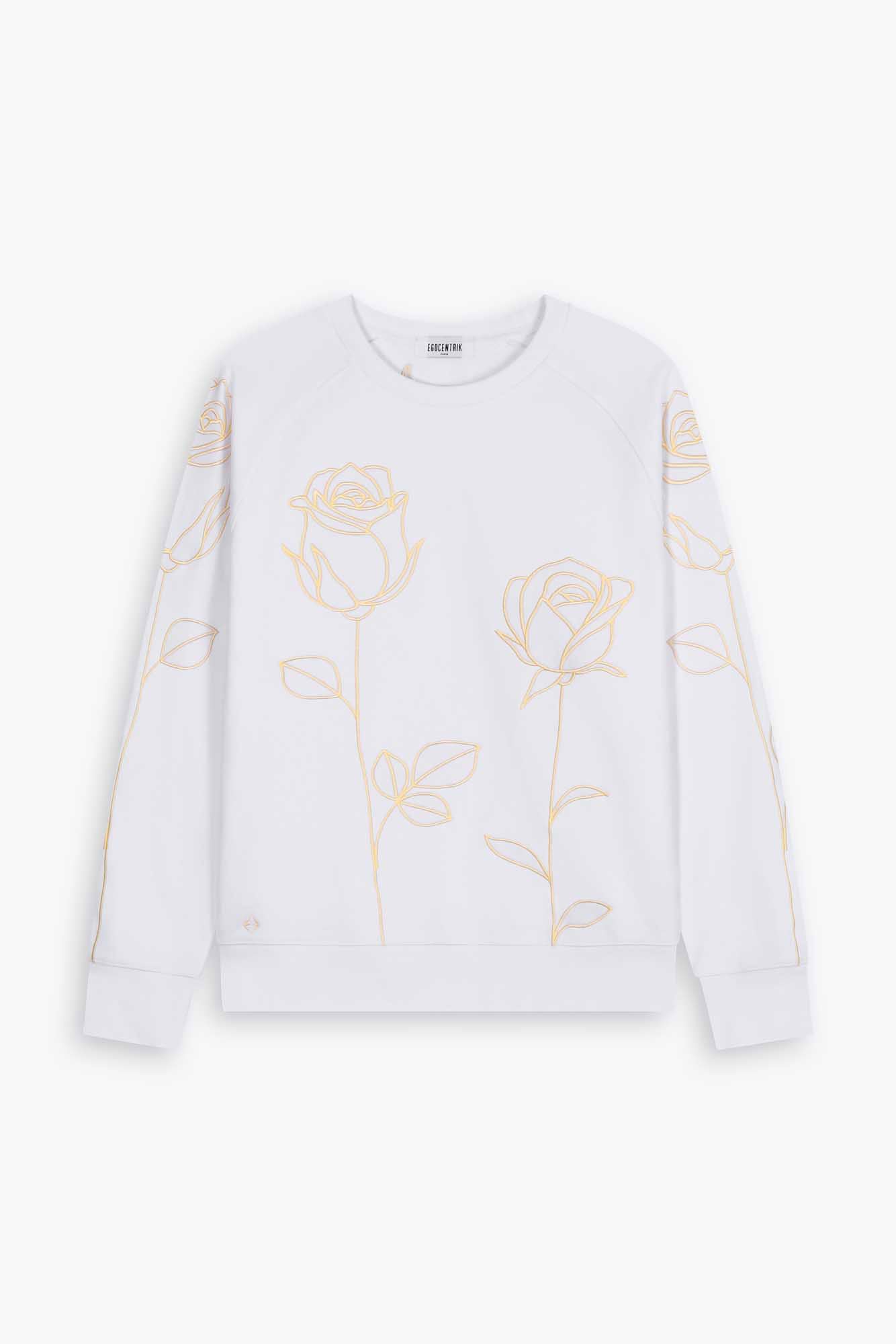 Sweat brodé blanc et rose