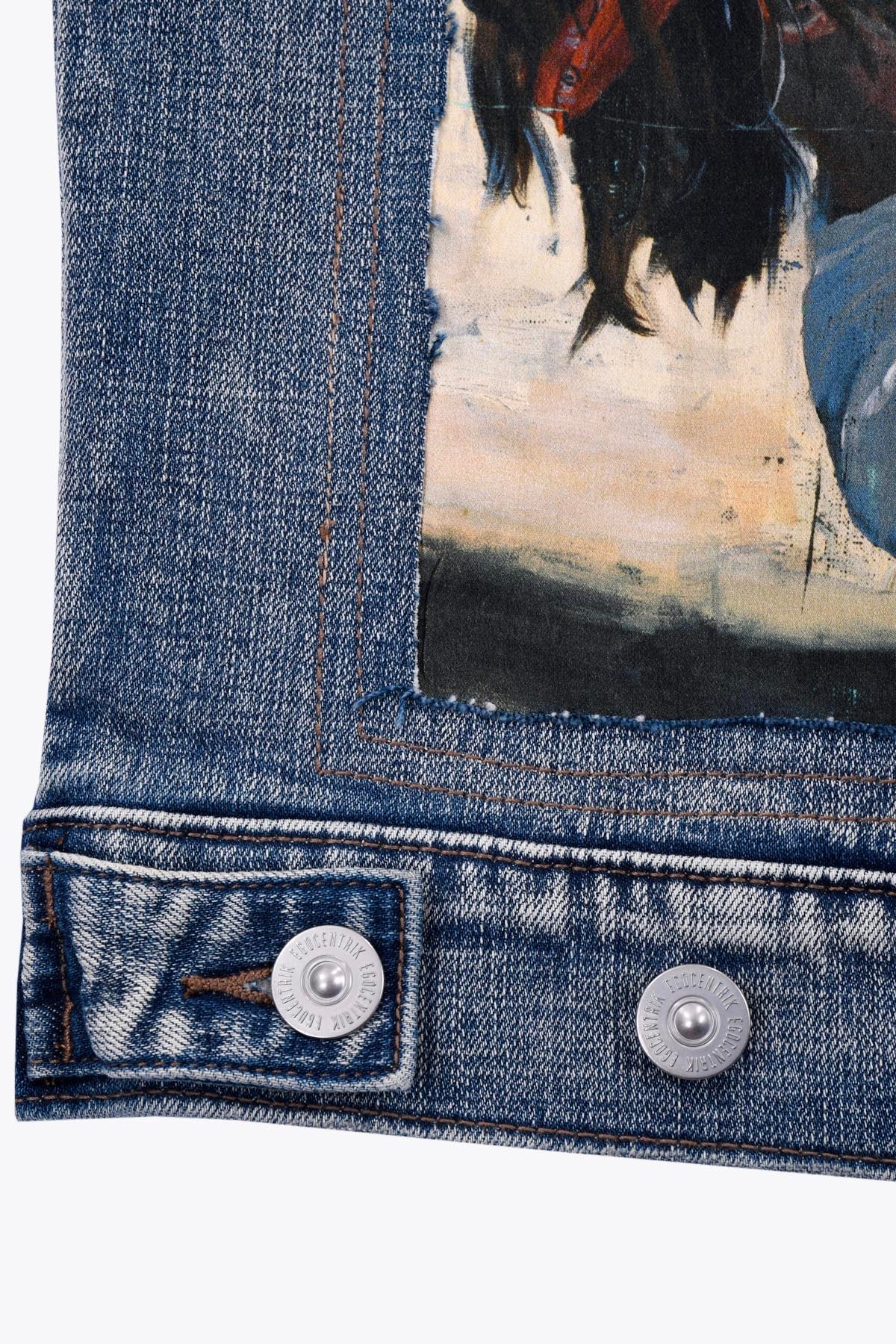 Veste en Jean avec patch en soie "Fight for Territory"