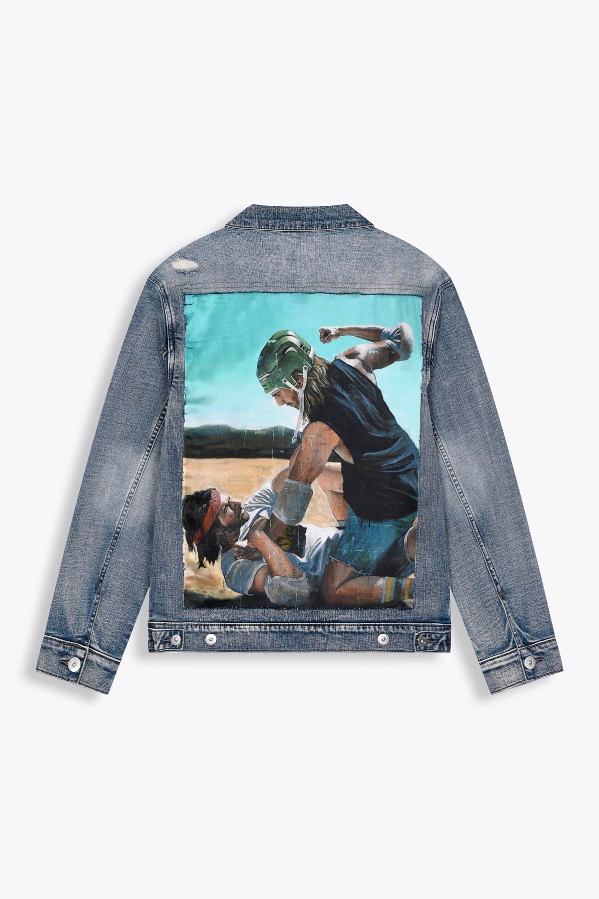 Veste en Jean avec patch en soie "Fight for Territory"