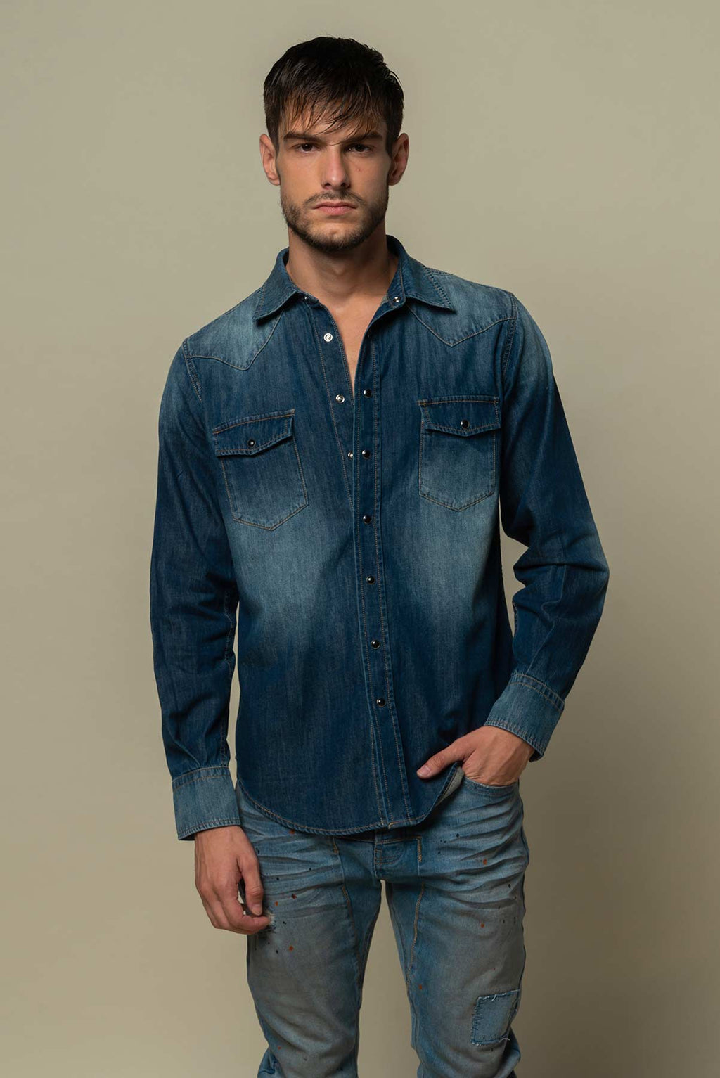 Chemise en jean Homme bleu foncé