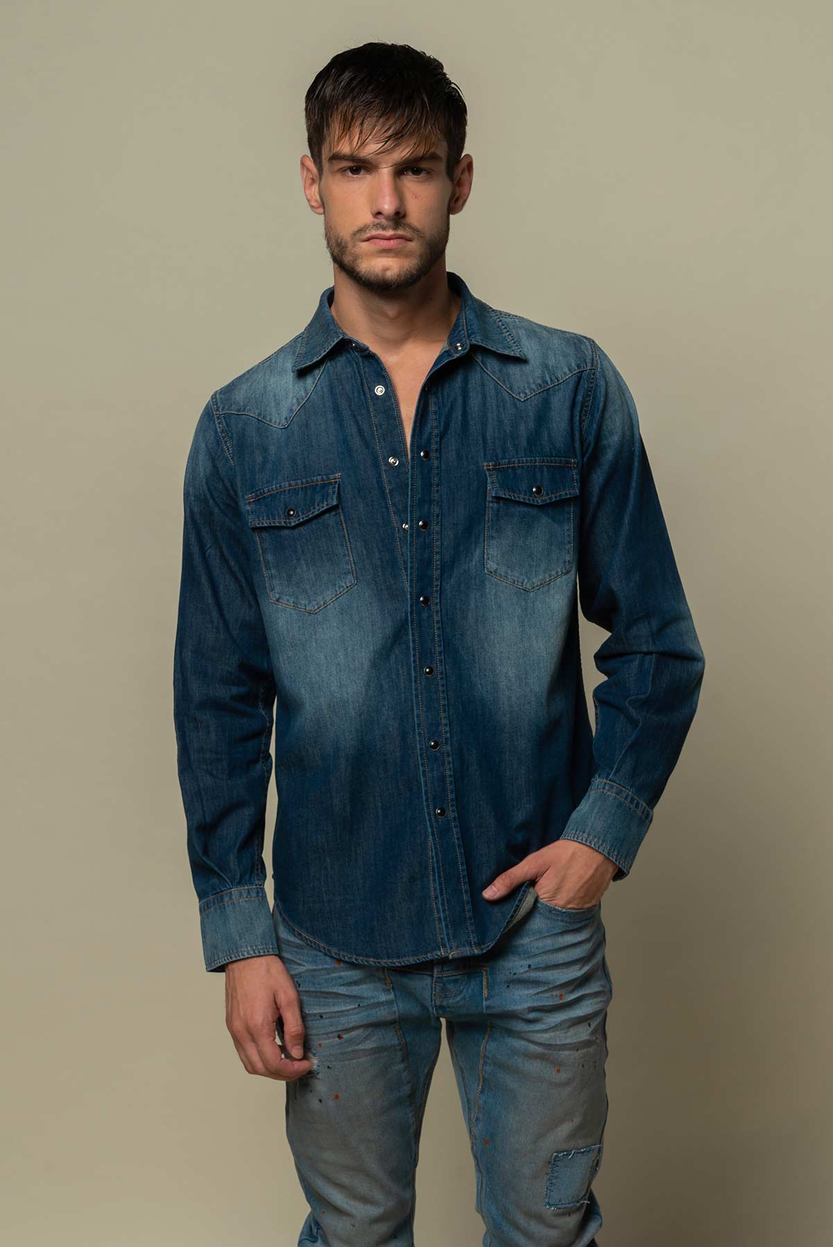 Chemise en jean Homme bleu foncé