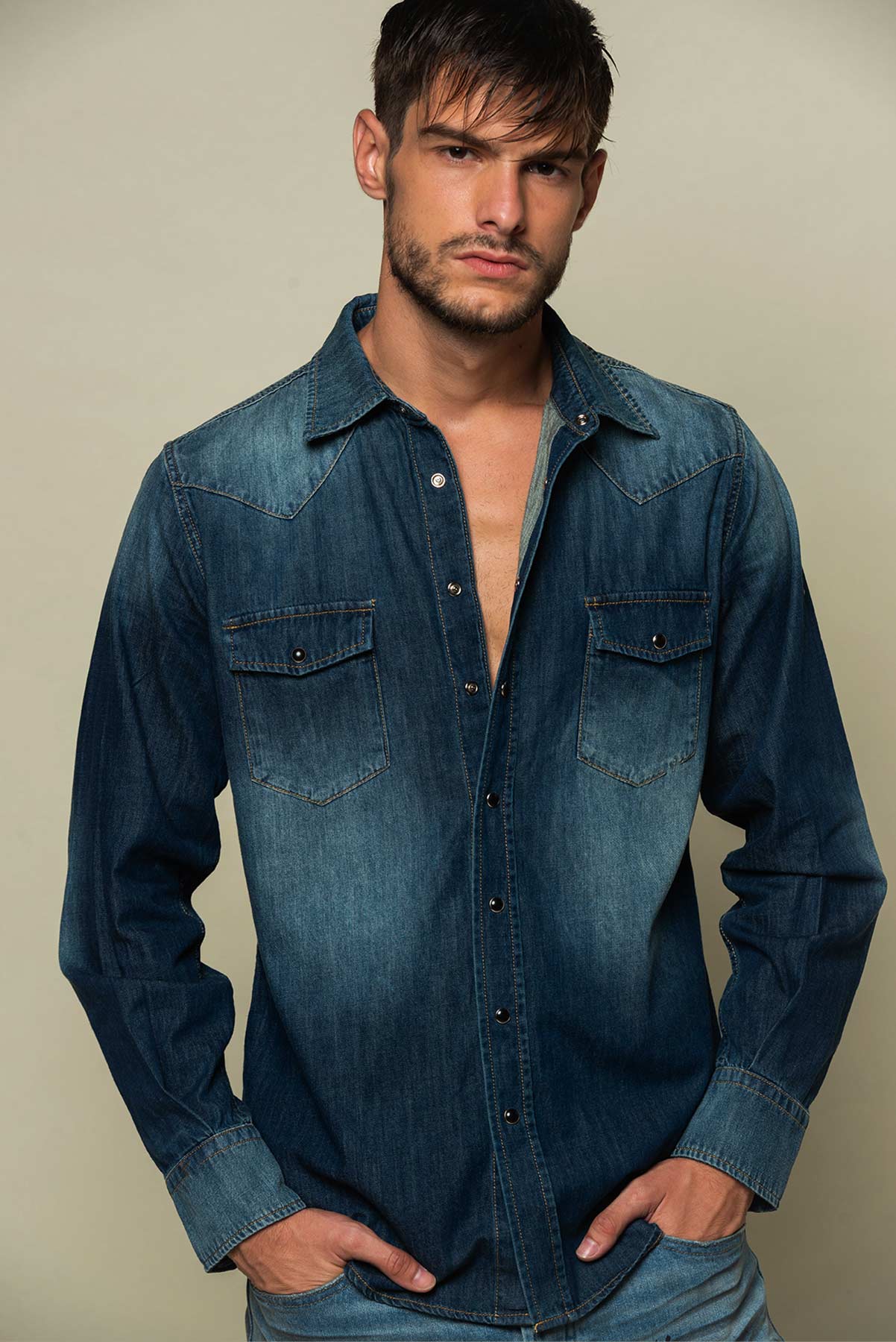 Chemise en jean Homme bleu foncé