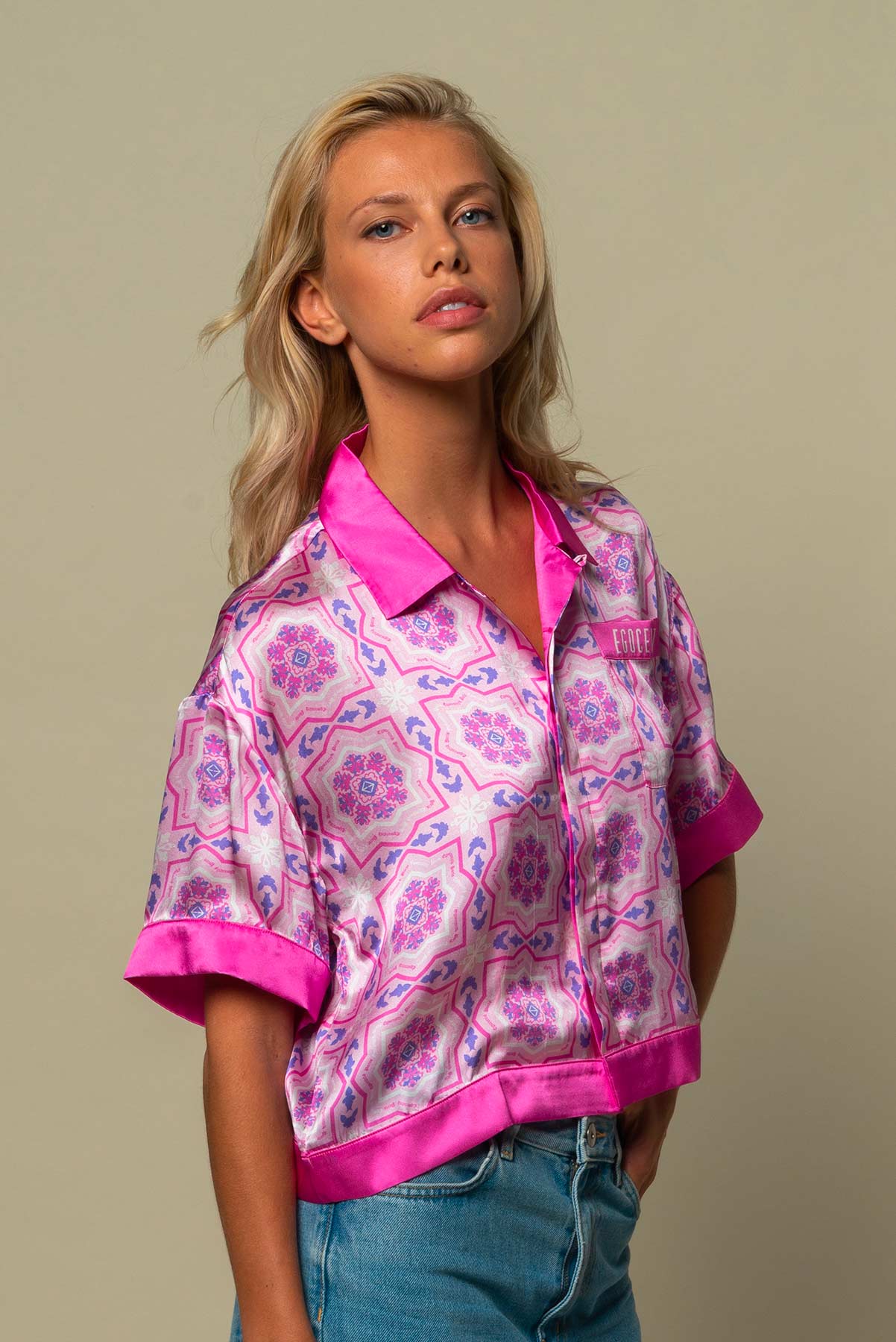 EGO PINKADELICOUS SHORT SLEEVE SILK SHIRT