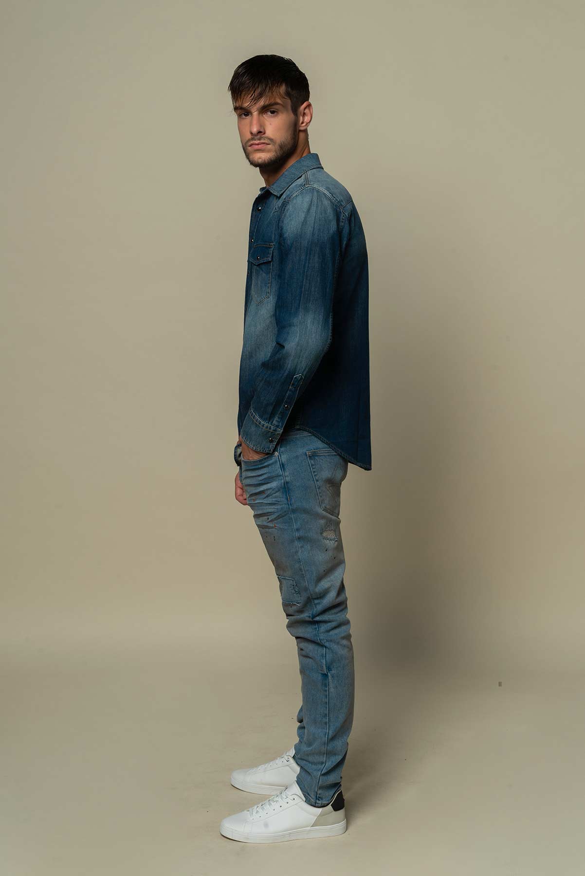 Chemise en jean Homme bleu foncé