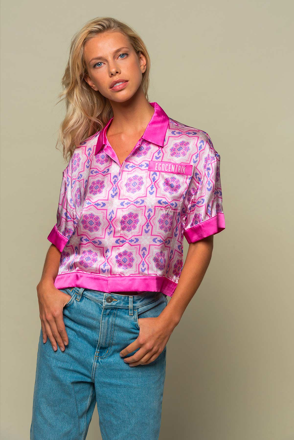 EGO PINKADELICOUS SHORT SLEEVE SILK SHIRT