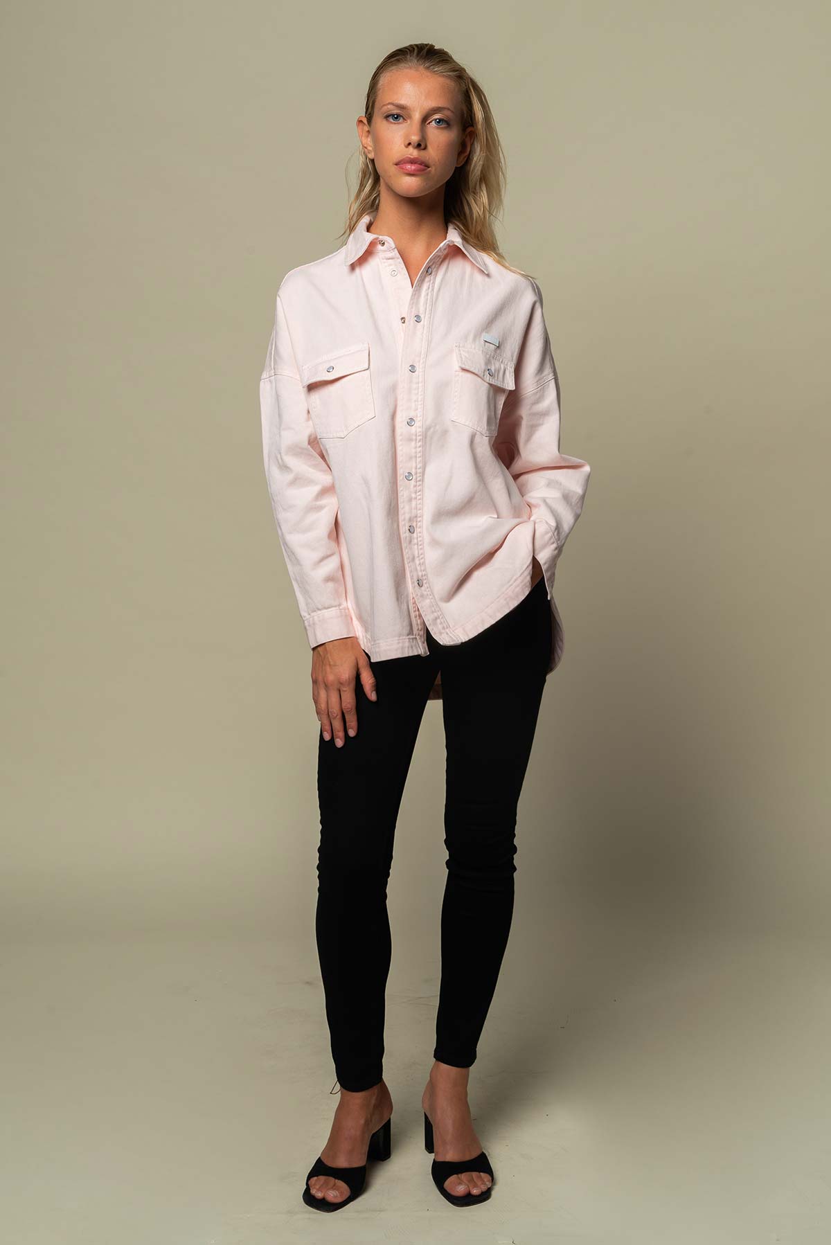 Chemise en jean femme rose