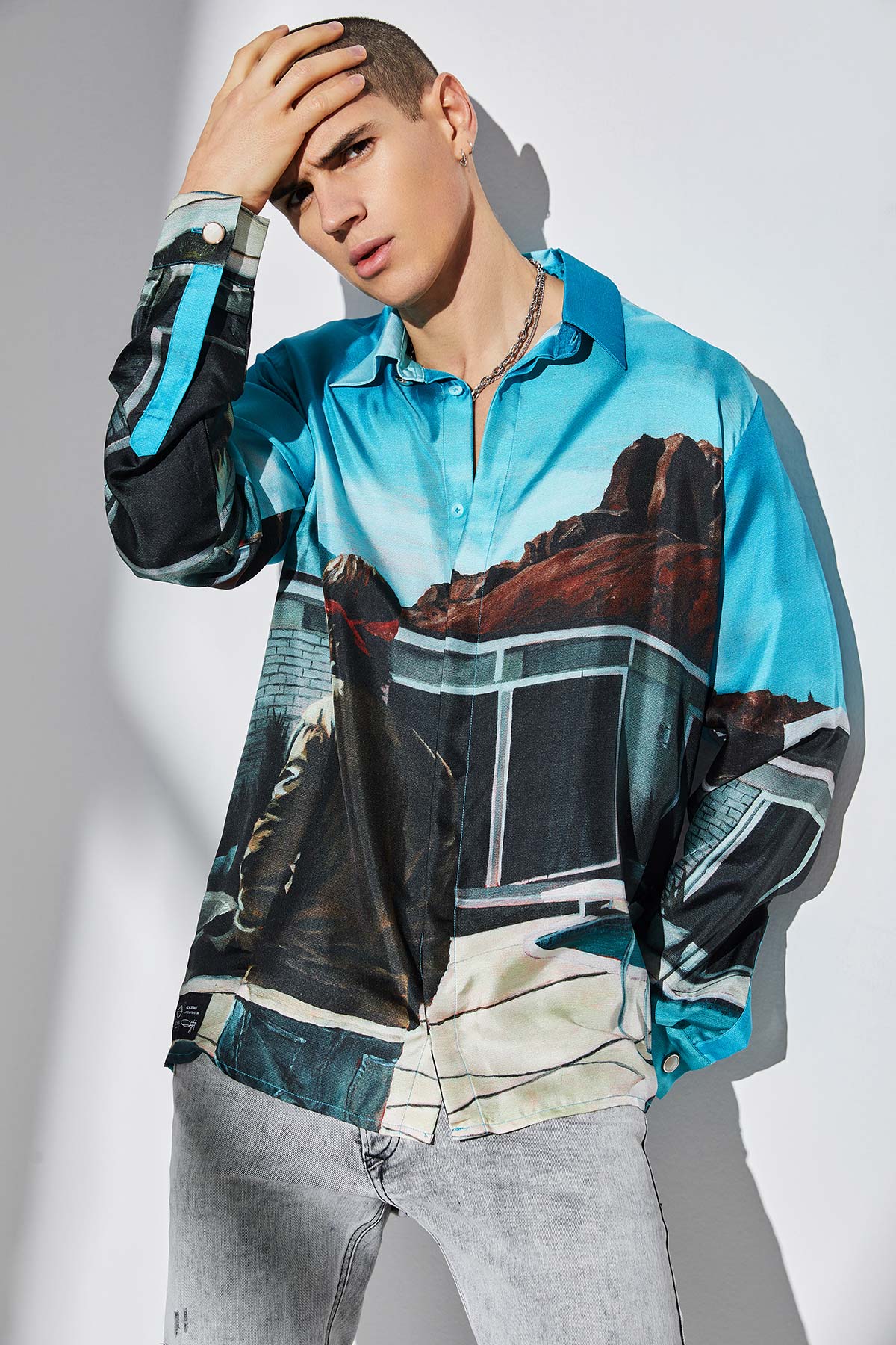 Chemise Homme soie manches longues "Palm Springs"