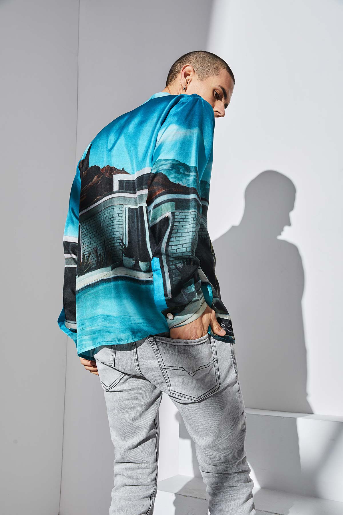 Chemise Homme soie manches longues "Palm Springs"