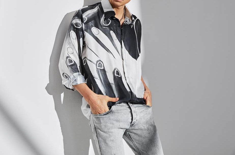 Chemise Homme en soie manches longues "A fleur de peau"