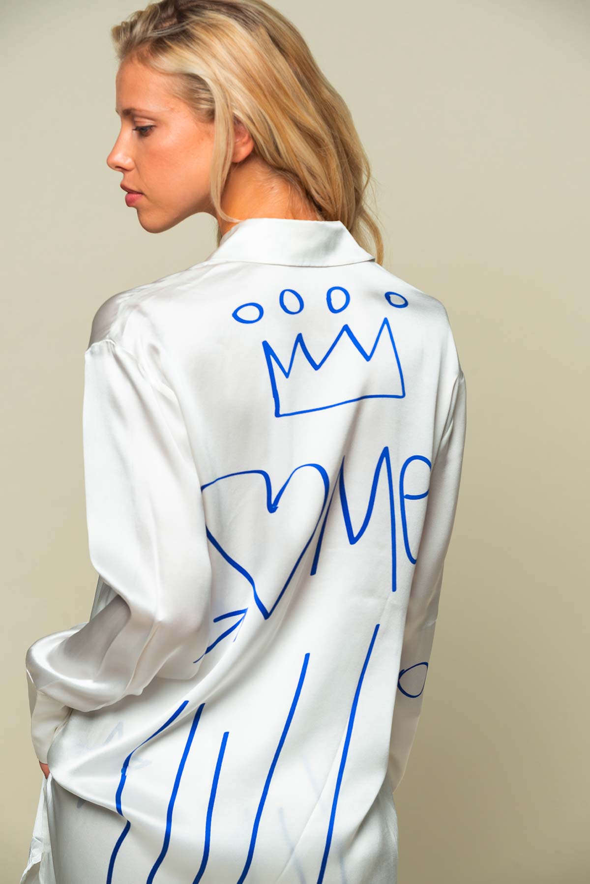 Chemise femme blanche en soie "Destructured"