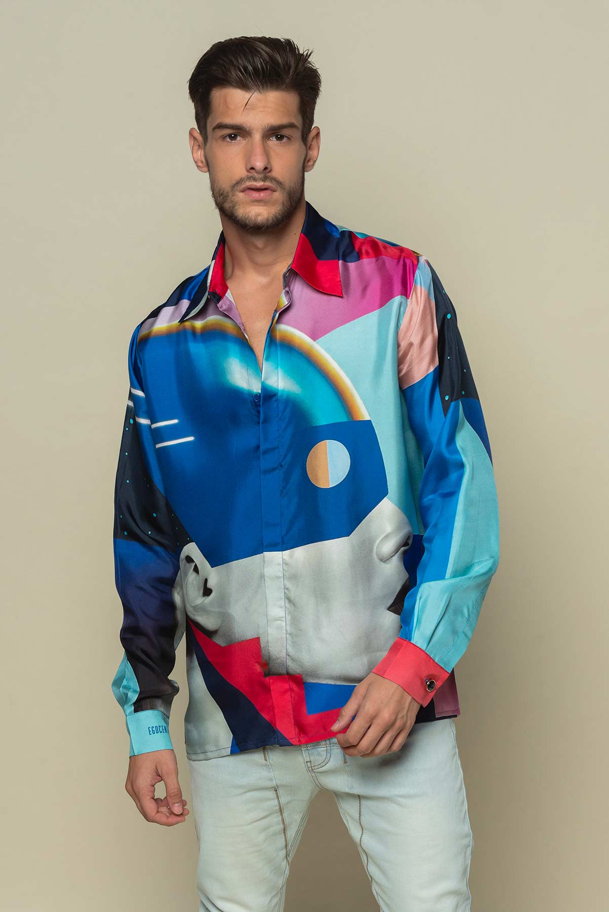 Chemise soie Homme manches longues "Metasensitive"