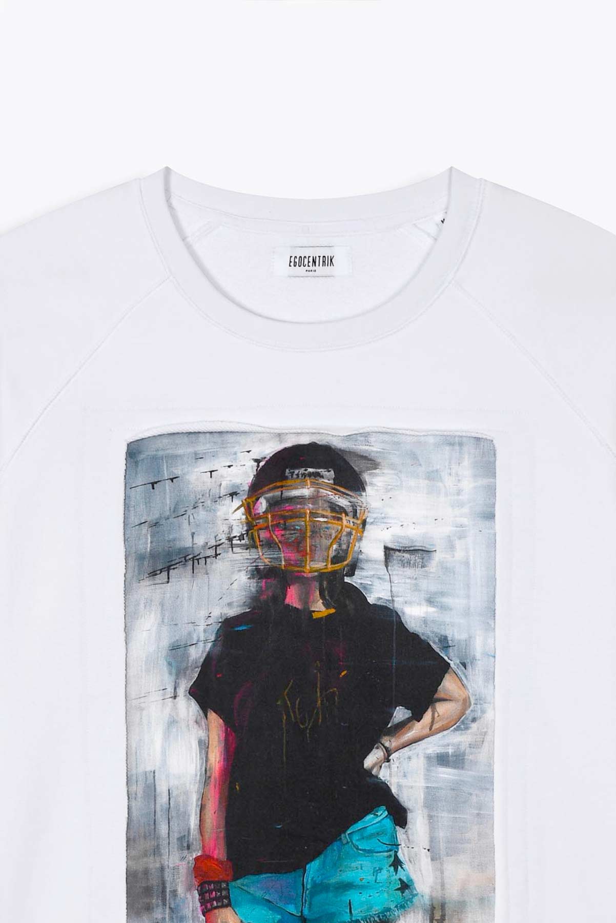 Sweat blanc avec patch soie "Untouchable"