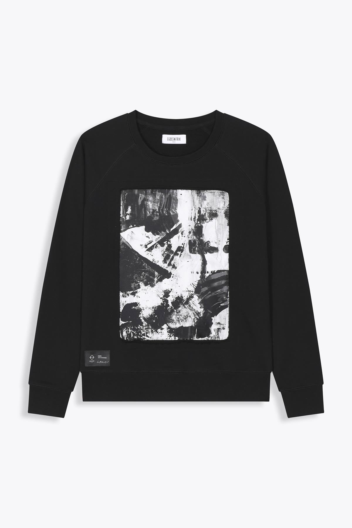 Sweat noir avec patch soie "Strates"