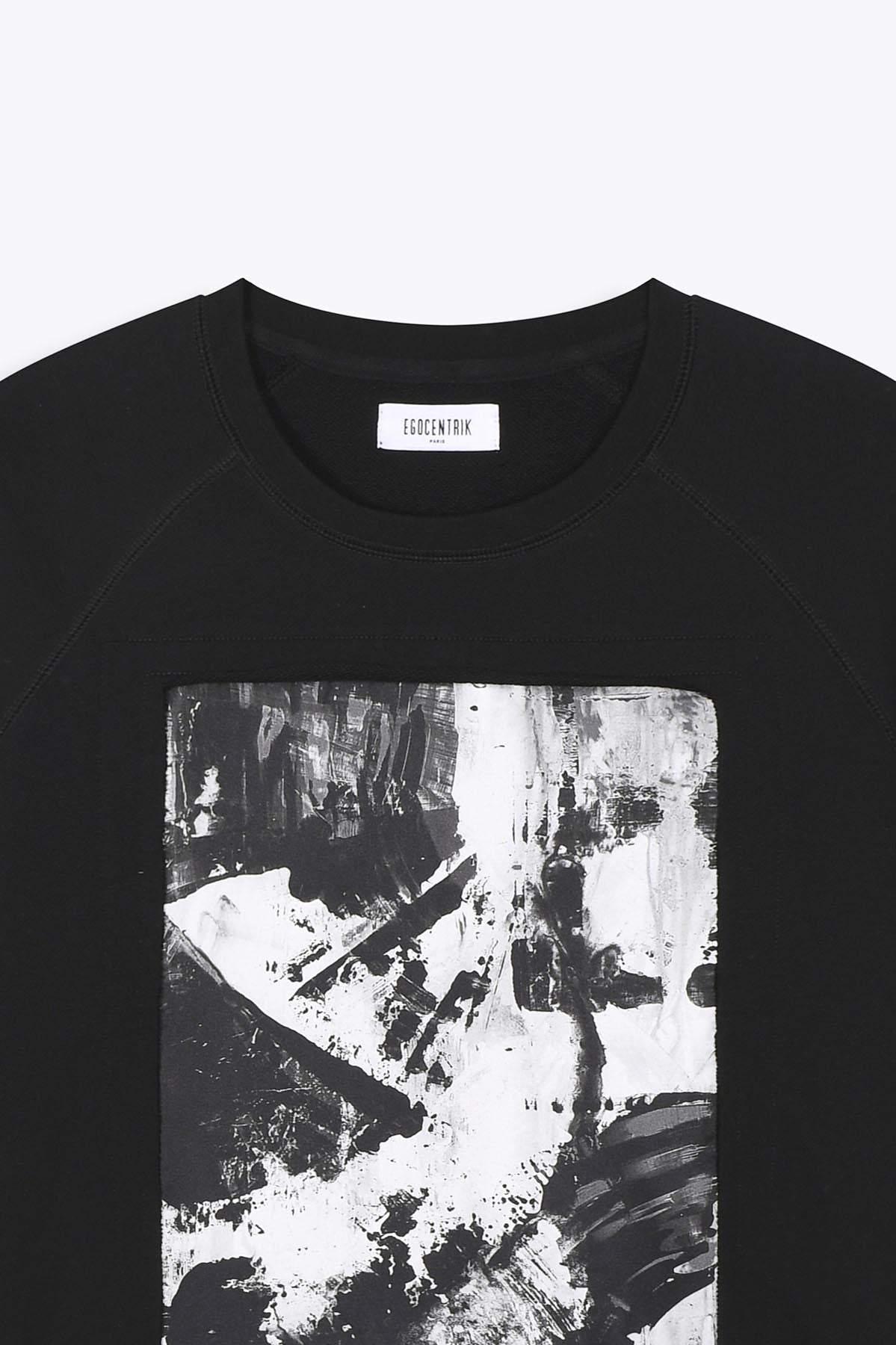 Sweat noir avec patch soie "Strates"