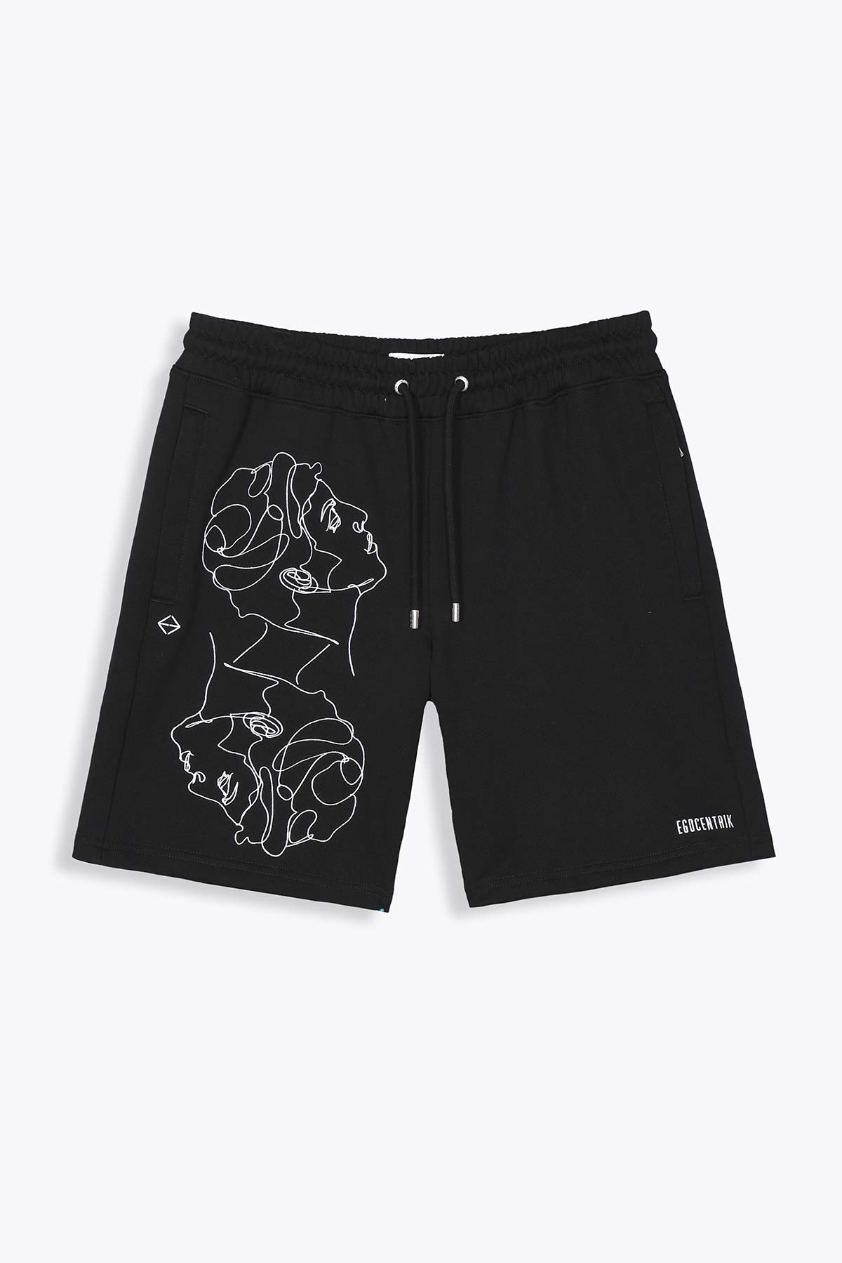 Short noir avec broderie "Twins"