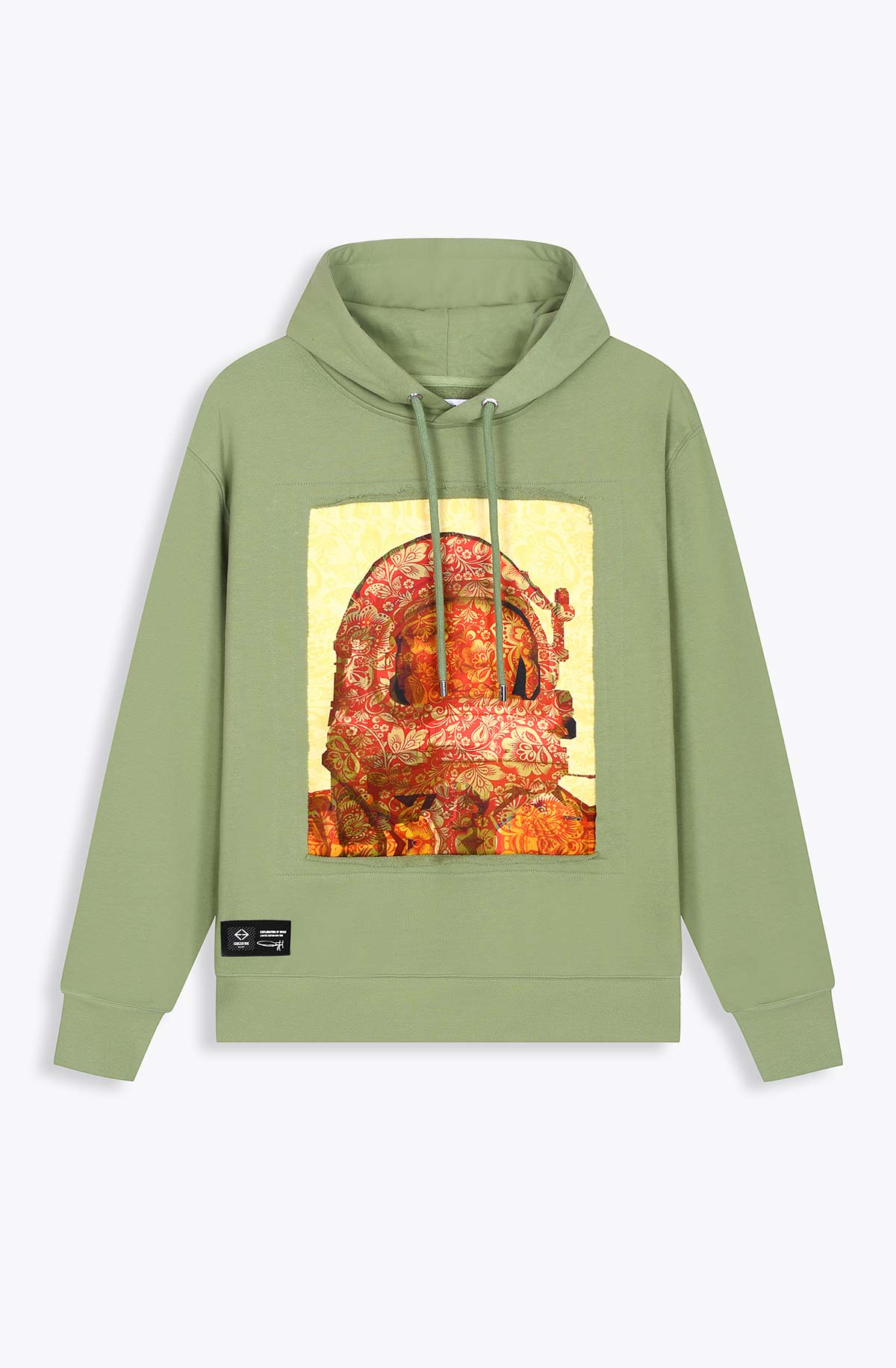 Hoodie Vert avec patch soie "Exploration"