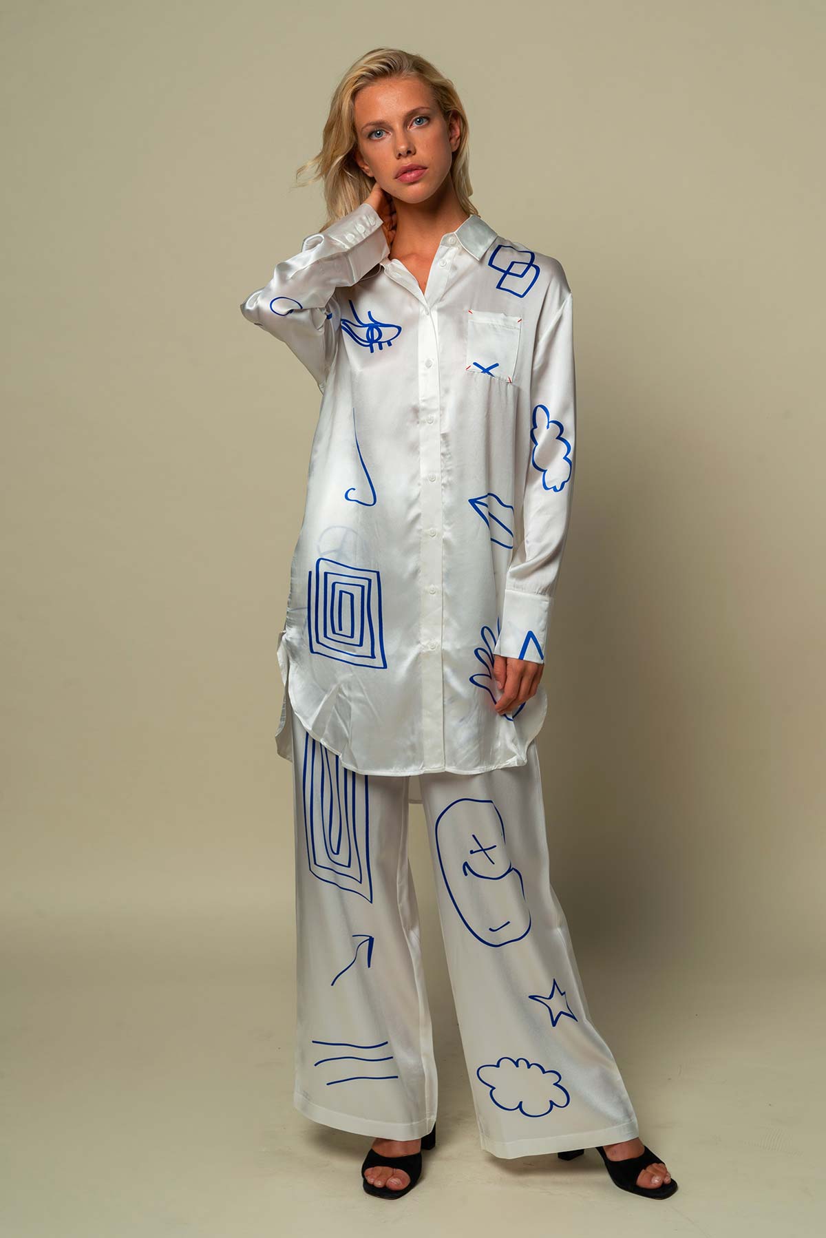Chemise femme blanche en soie "Destructured"