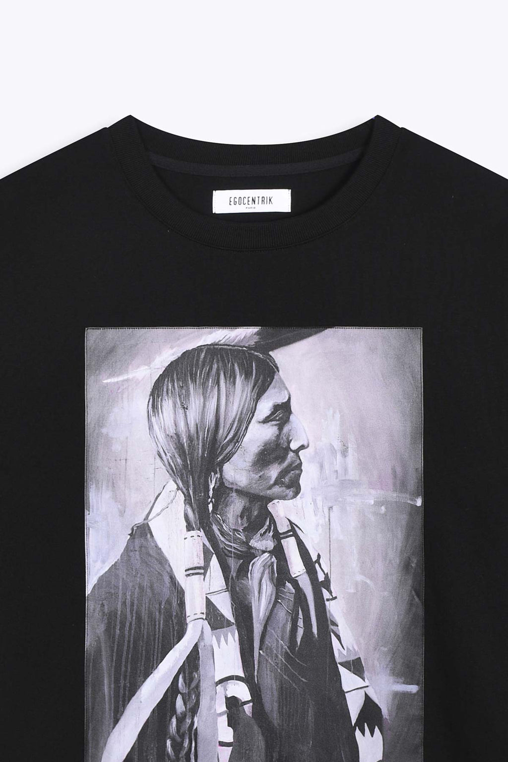 T-Shirt noir coton avec patch soie "Californian Native"