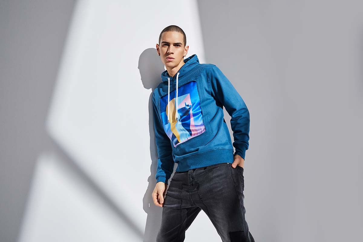 Hoodie bleu pétrole "Pop VR"