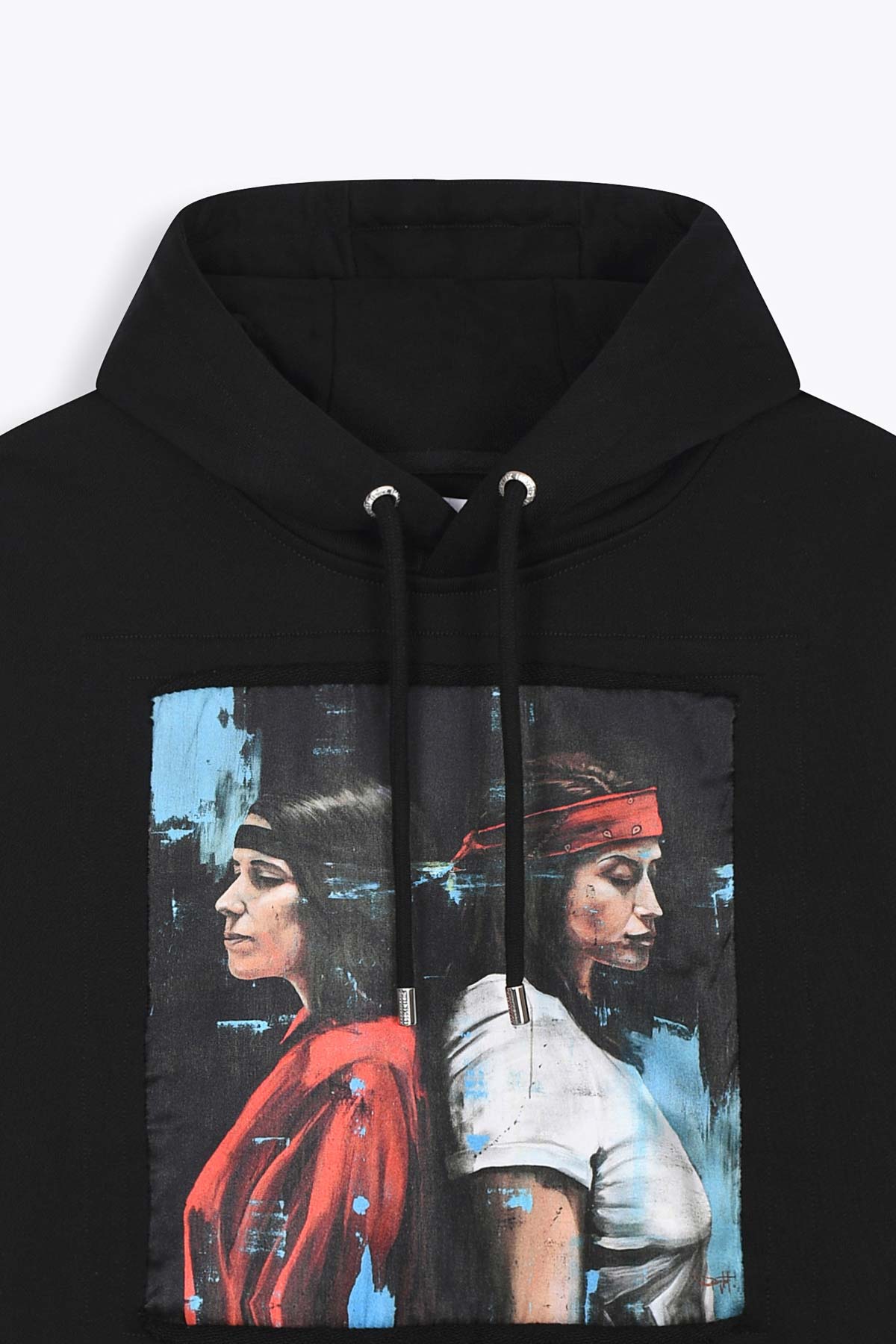 Hoodie noir avec patch soie "Duality"