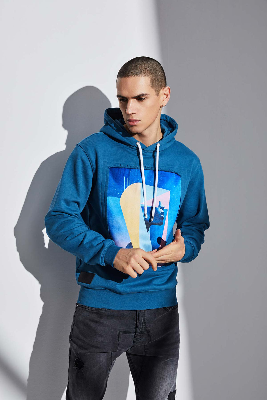 Hoodie bleu pétrole "Pop VR"