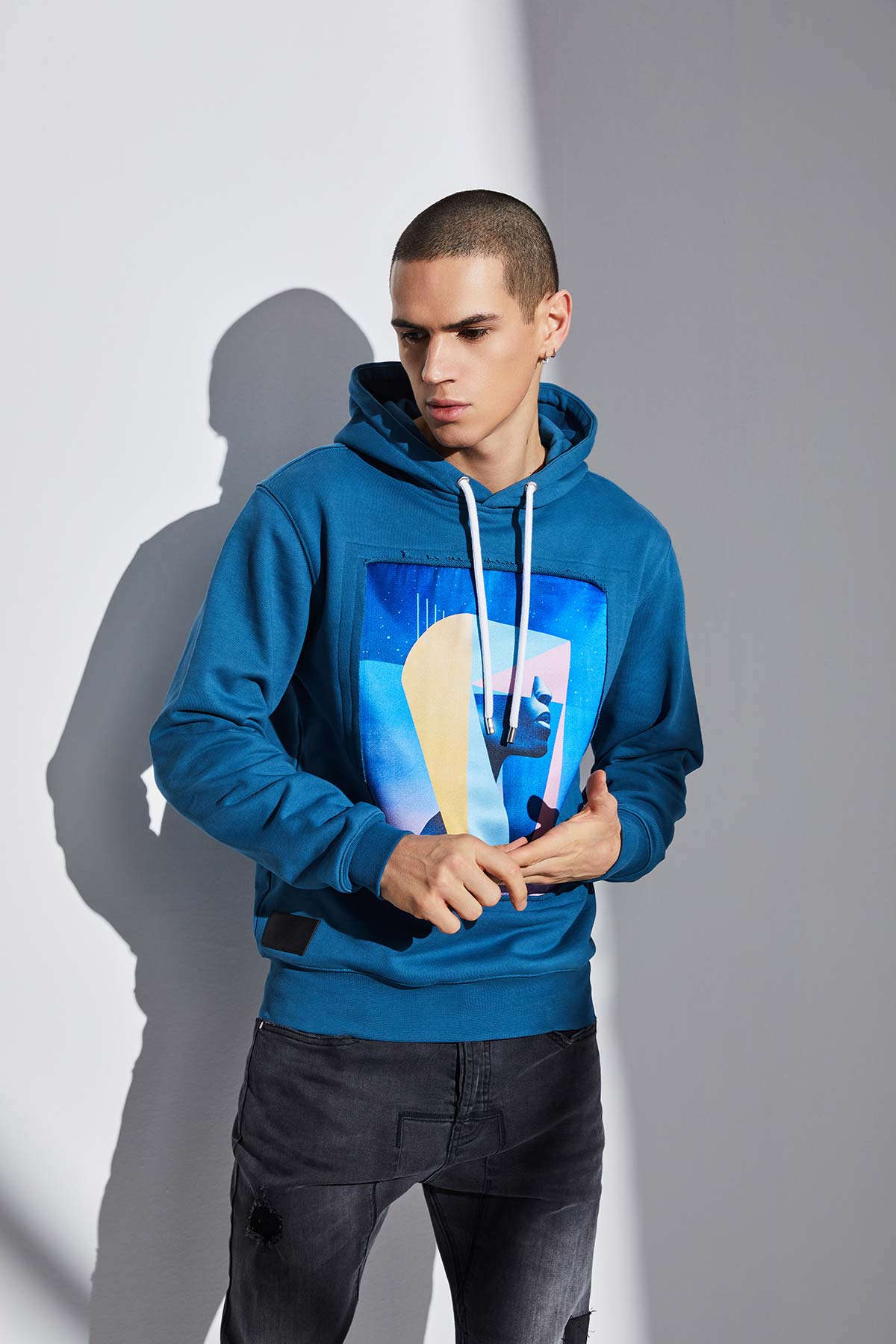Hoodie bleu pétrole "Pop VR"
