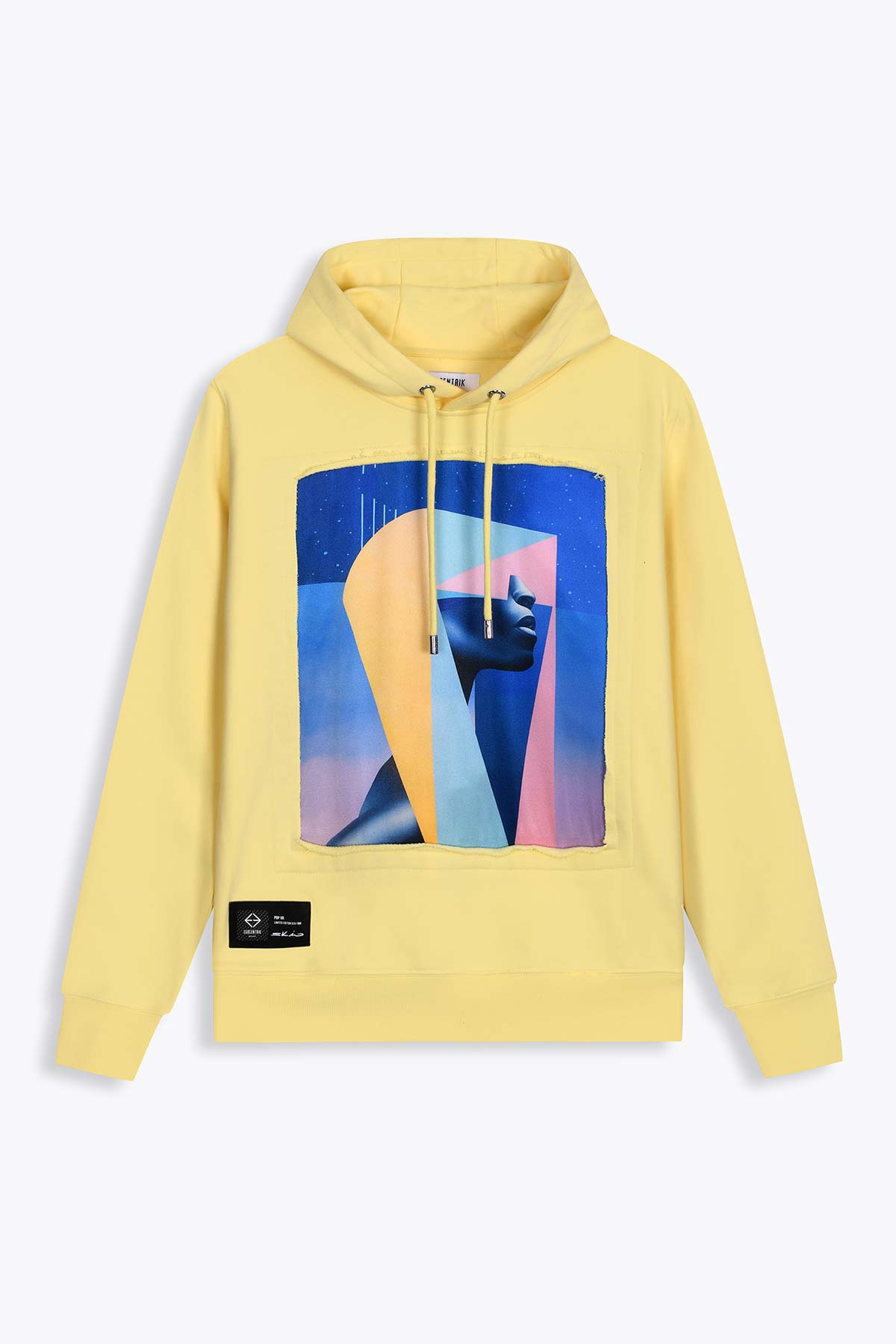 Hoodie jaune avec patch soie "Pop VR"